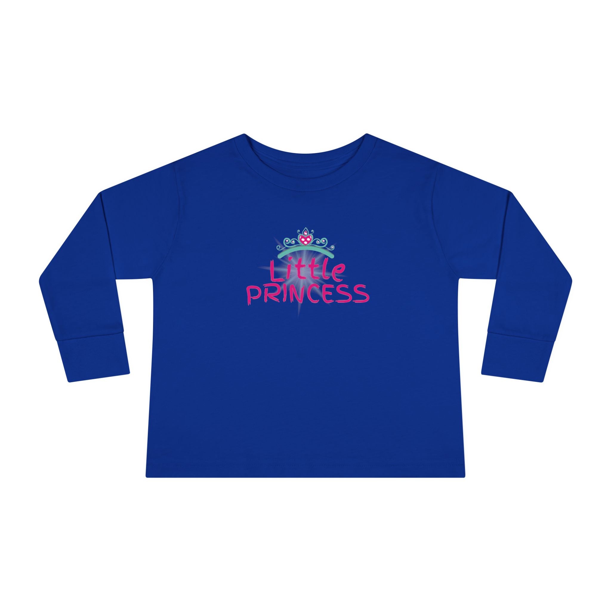 Little Princess Toddler Long Sleeve Tee – Pink Tiara & Heart Graphic