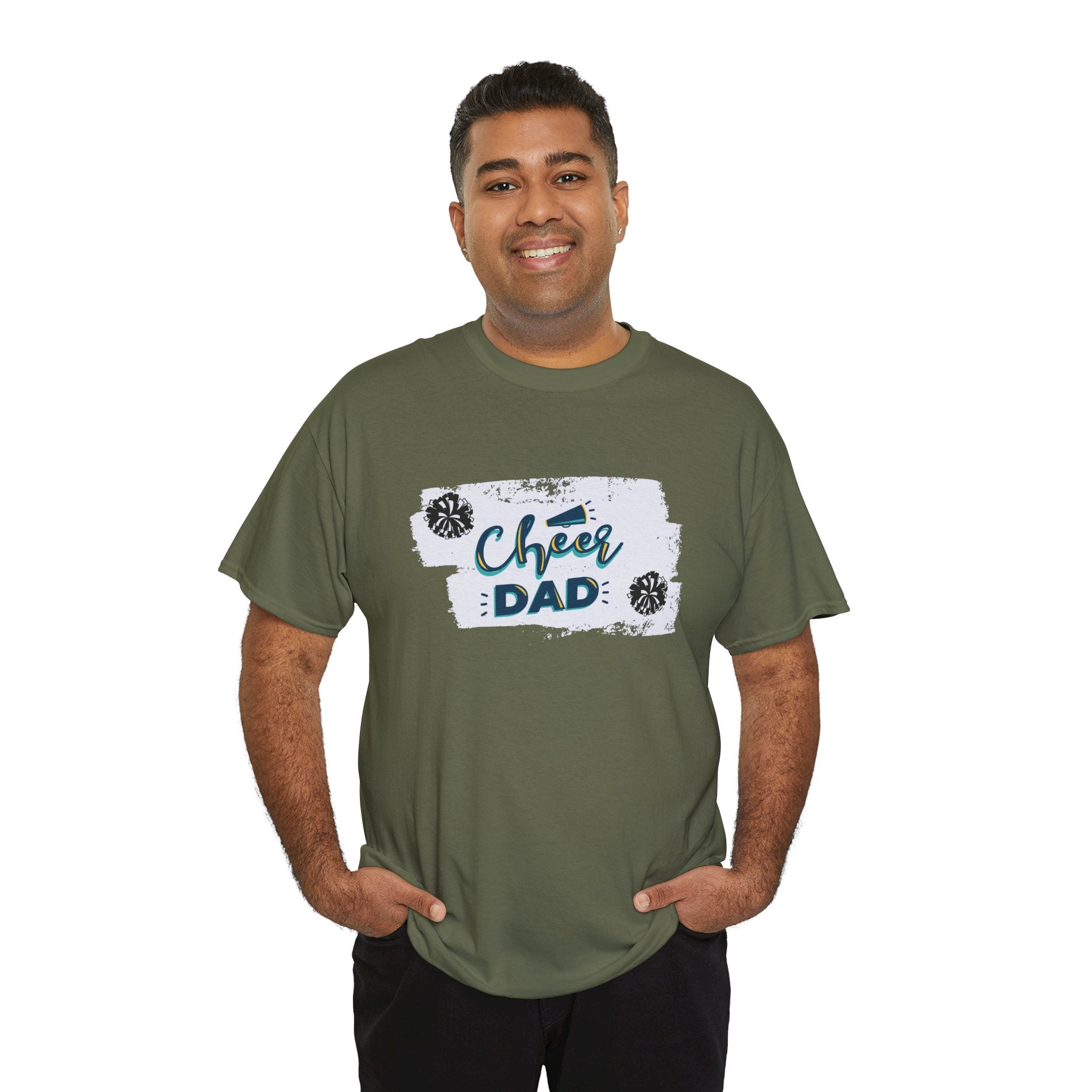 Cheer Dad T-Shirt — Cheerleading Dad Tee with Pom-Poms, Father's Day Gift