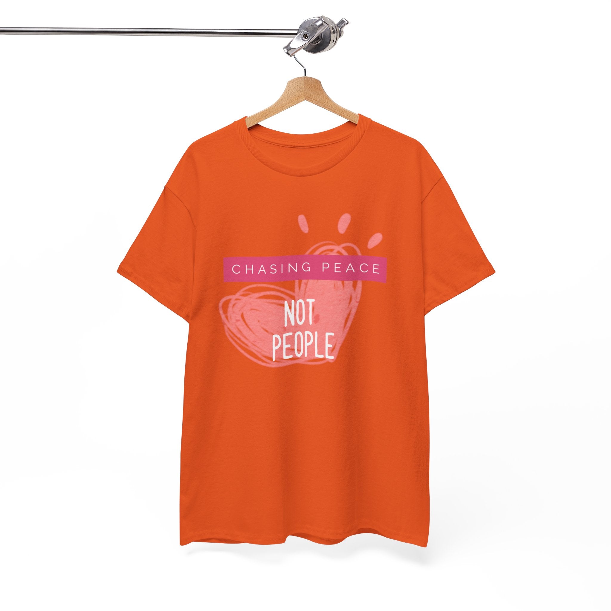 Chasing Peace Not People Tee — Pink Graphic Mental Health Awareness T‑Shirt