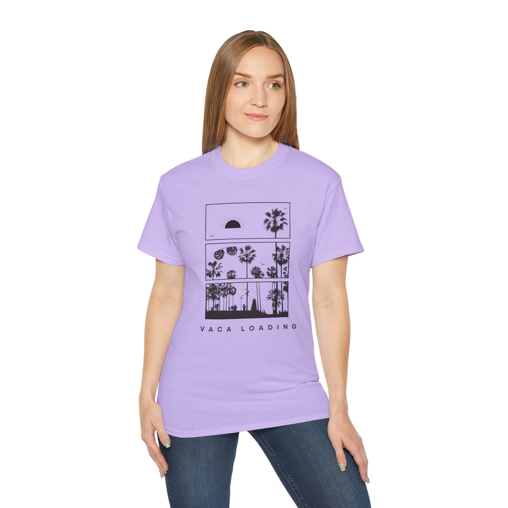 Vacation Loading T‑Shirt — Retro Palm & Sunset Graphic Tee