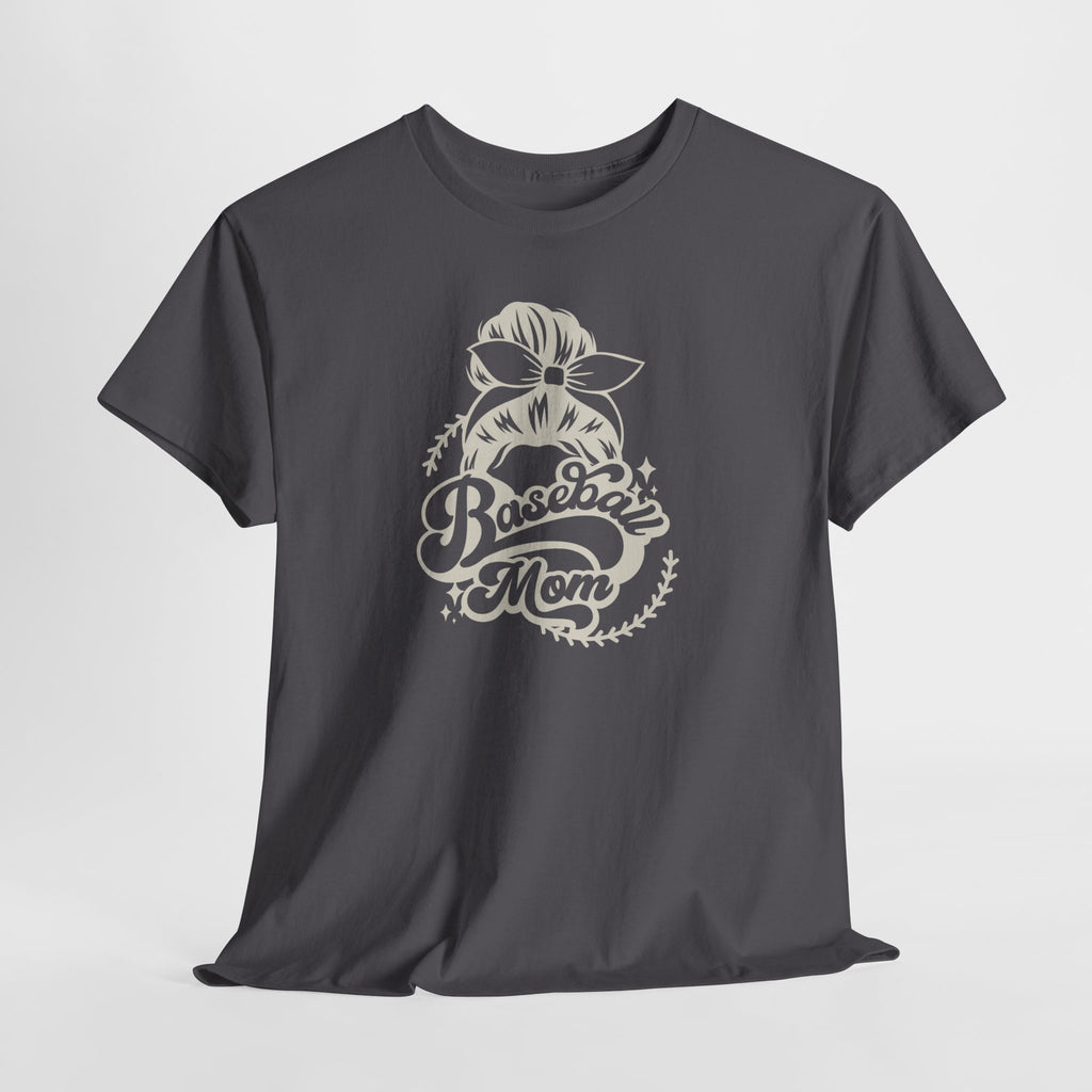 Baseball Mom Tee — Messy Bun Graphic Shirt for Proud Baseball Moms