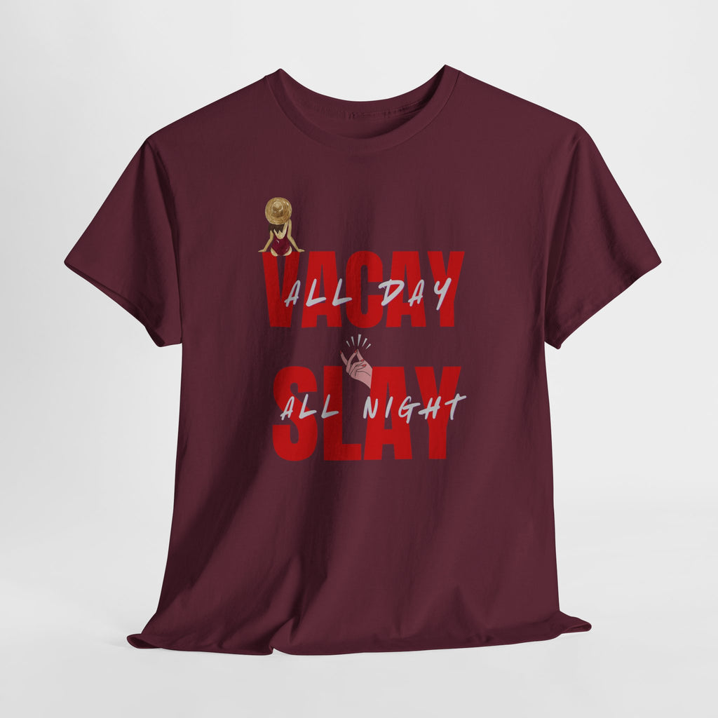 Slay All Night Graphic Tee — "Slay All Night" Red Text Party Shirt