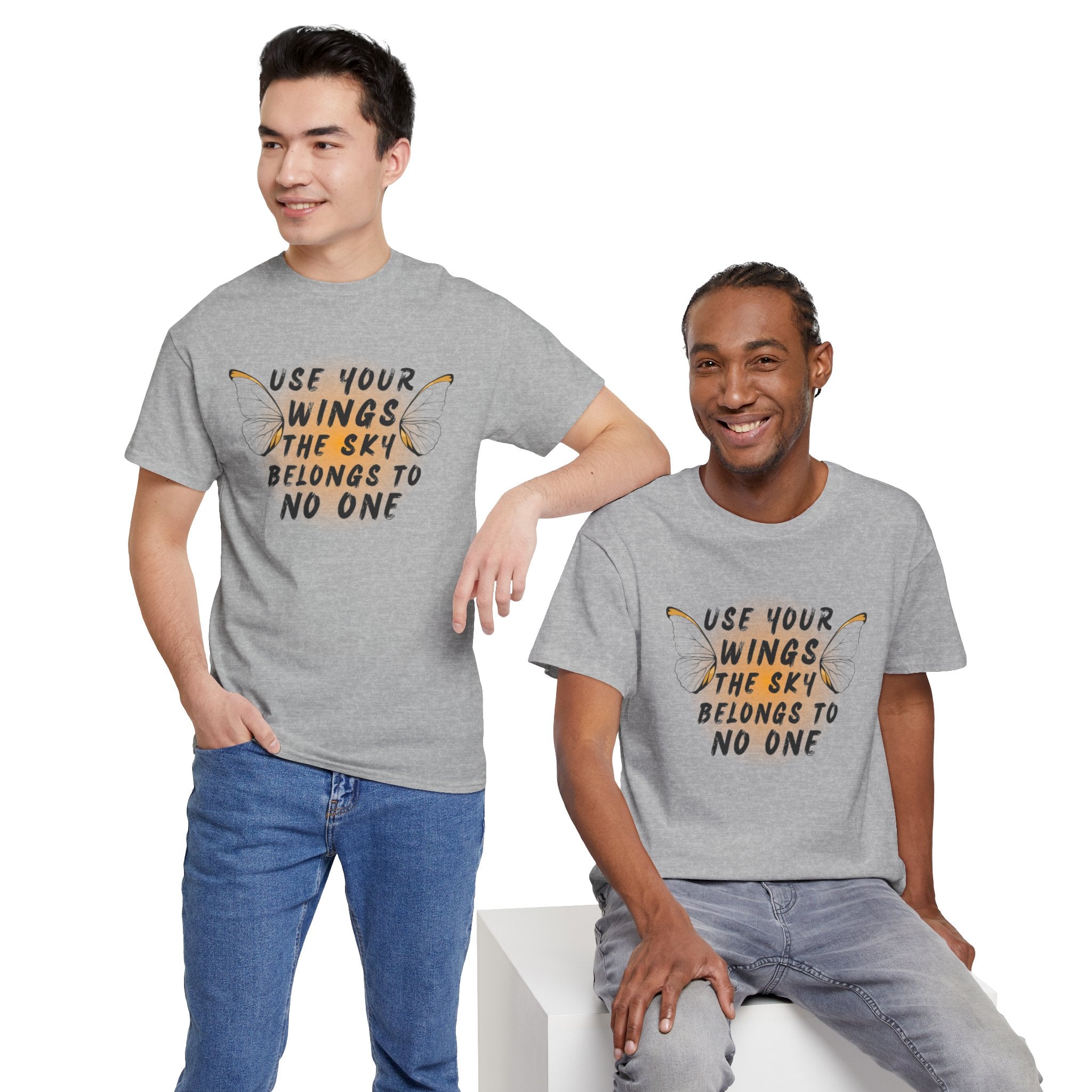 T-Shirt — "Use Your Wings, The Sky Belongs to No One" Inspirational Graphic Tee