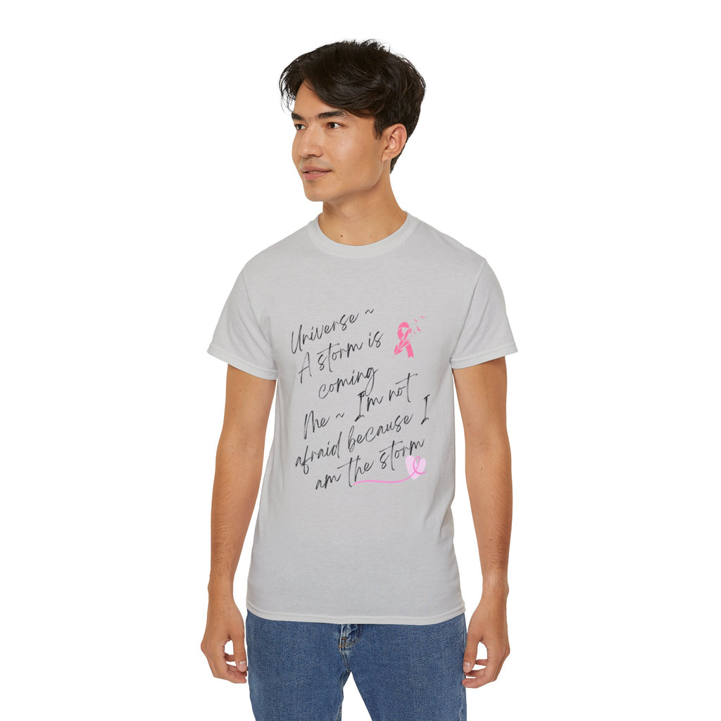 Breast Cancer Awareness Tee – "A Storm is Coming" Inspirational Cotton Shirt