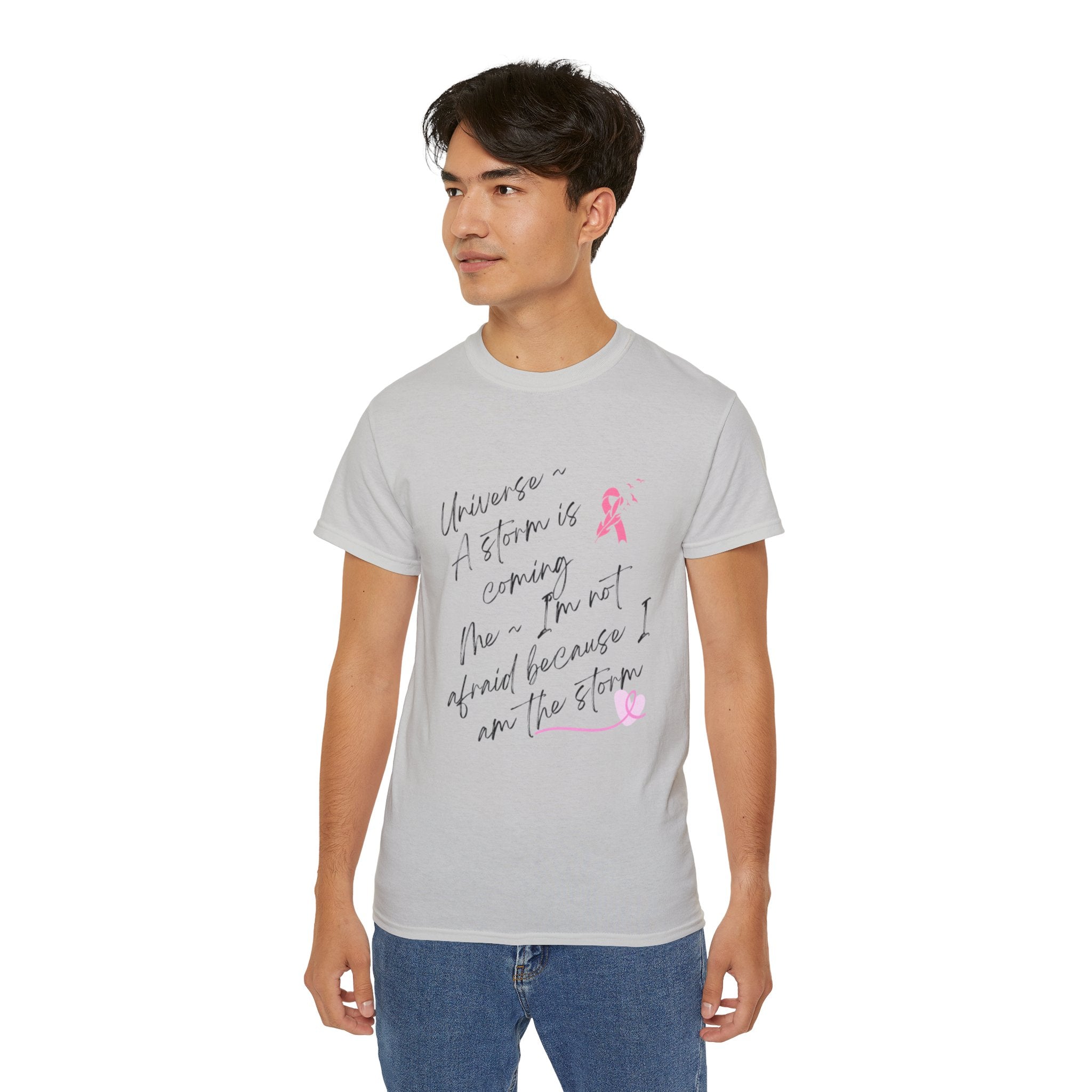 Breast Cancer Awareness Tee – "A Storm is Coming" Inspirational Cotton Shirt