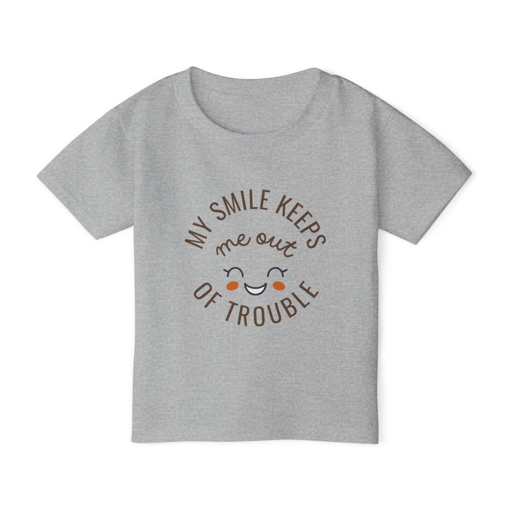 Toddler T‑Shirt — “My Smile Keeps Me Out of Trouble” Cute Smiley Kids Tee