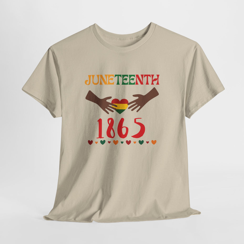 Juneteenth 1865 T-Shirt — Black History Celebration Tee with Heart & Hands Design