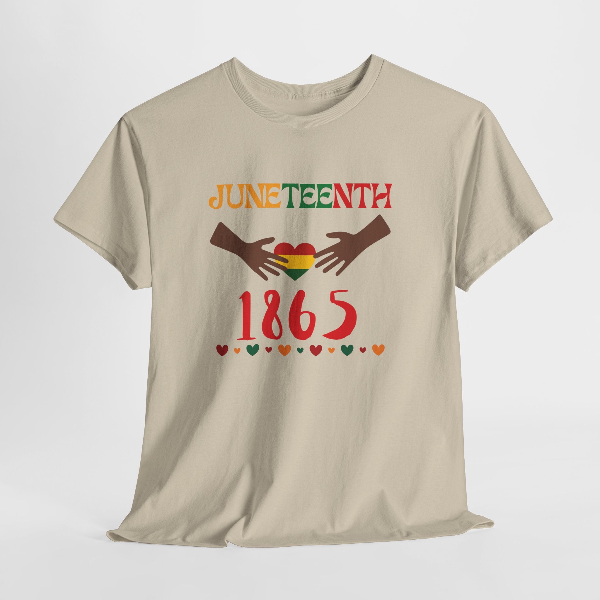 Juneteenth 1865 T-Shirt — Black History Celebration Tee with Heart & Hands Design