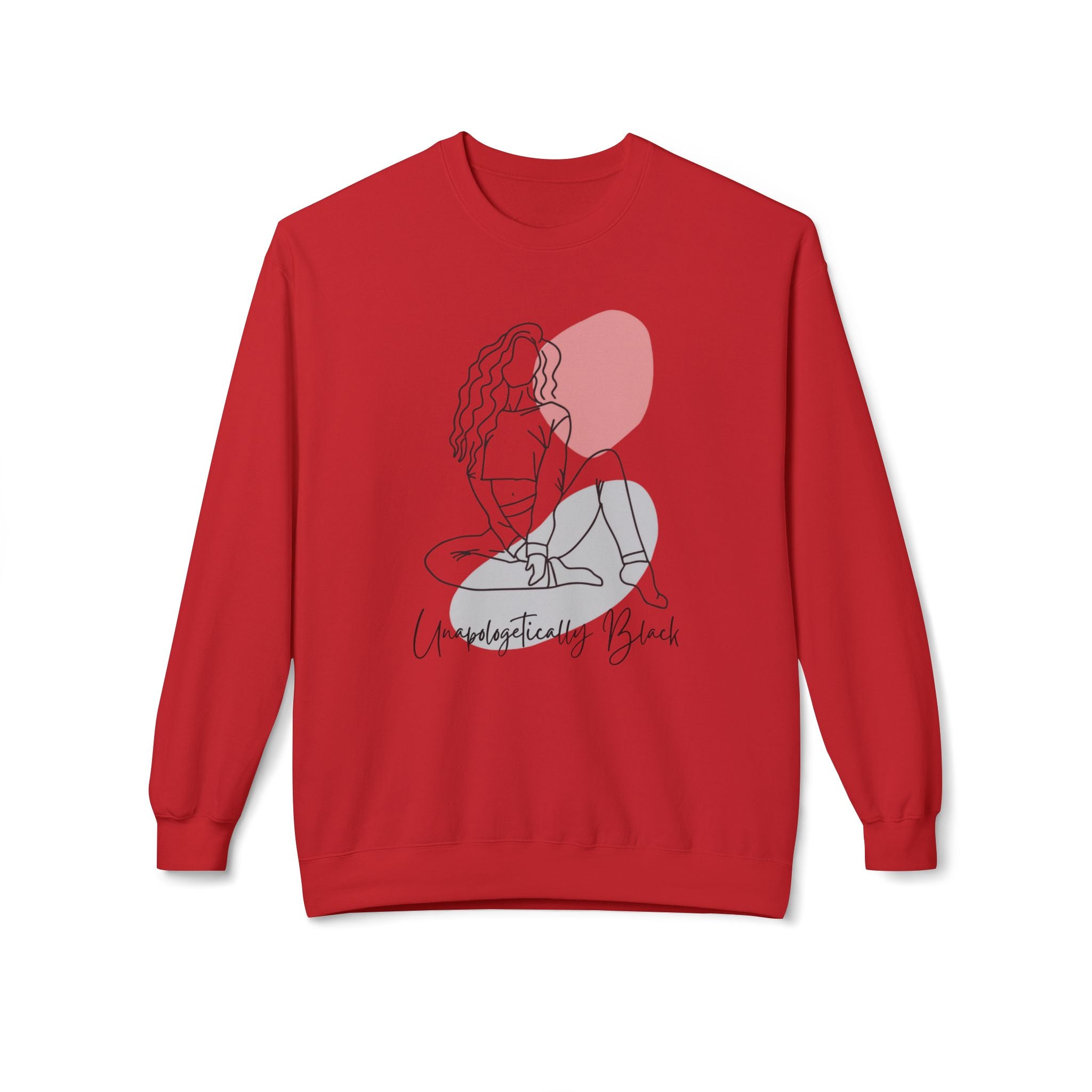 Crewneck Sweatshirt — Minimal Line Art Woman "Unapologetically Black" Graphic