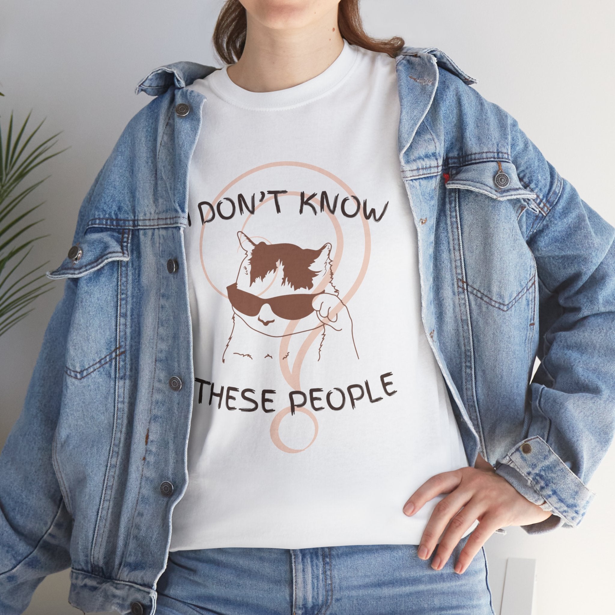 Cat Graphic Tee — "I Don't Know These People" Introvert Humor Shirt