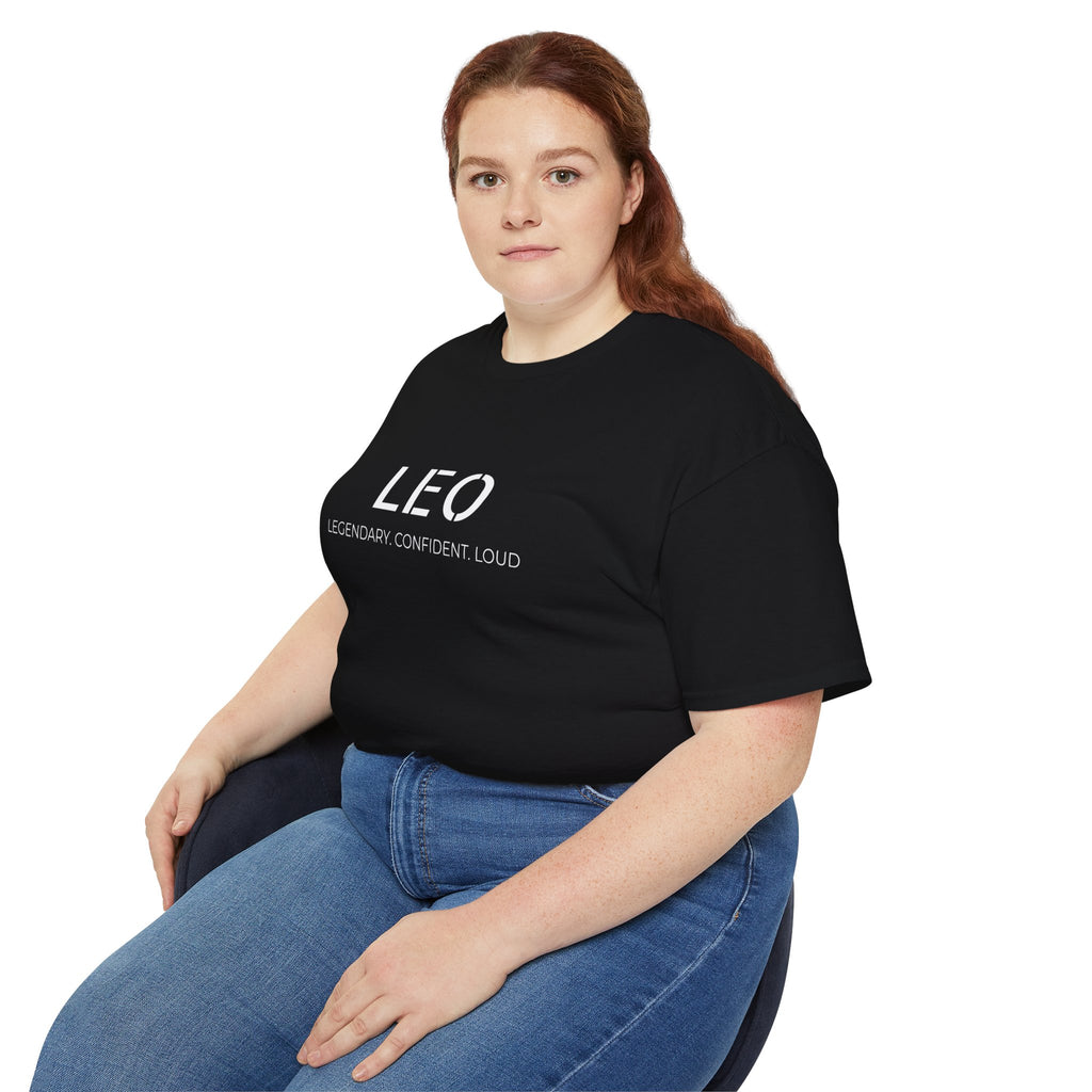 Leo Zodiac T-Shirt — "LEO: Legendary Confident Loud" Minimal Horoscope Tee