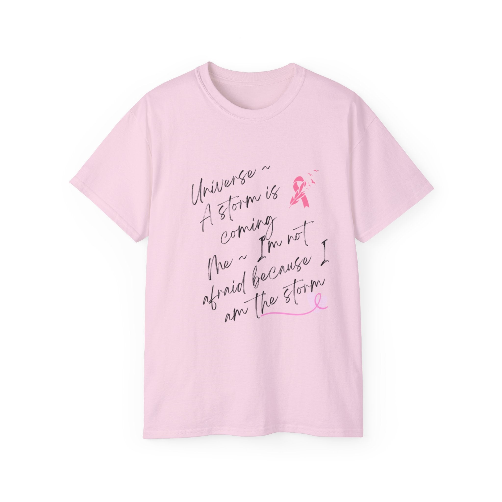 Breast Cancer Awareness Tee – "A Storm is Coming" Inspirational Cotton Shirt