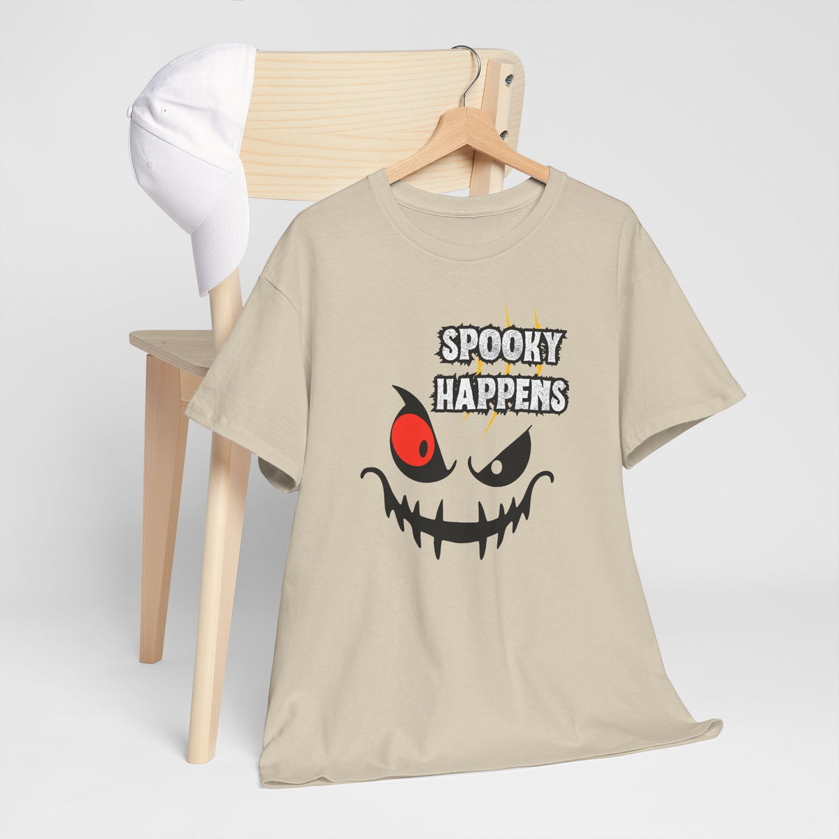 Spooky Happens Halloween T-Shirt — Creepy Jack-O'-Lantern Face Tee