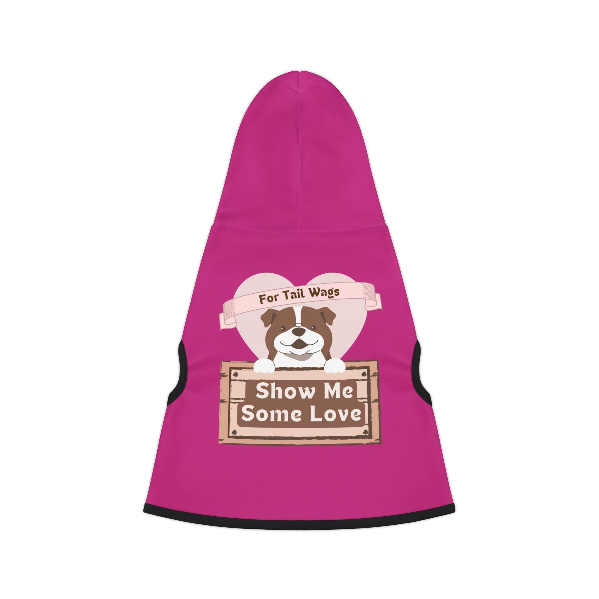 Dog Hoodie — "Show Me Some Love" Pink Pet Hoodie for Small Dogs & Puppies