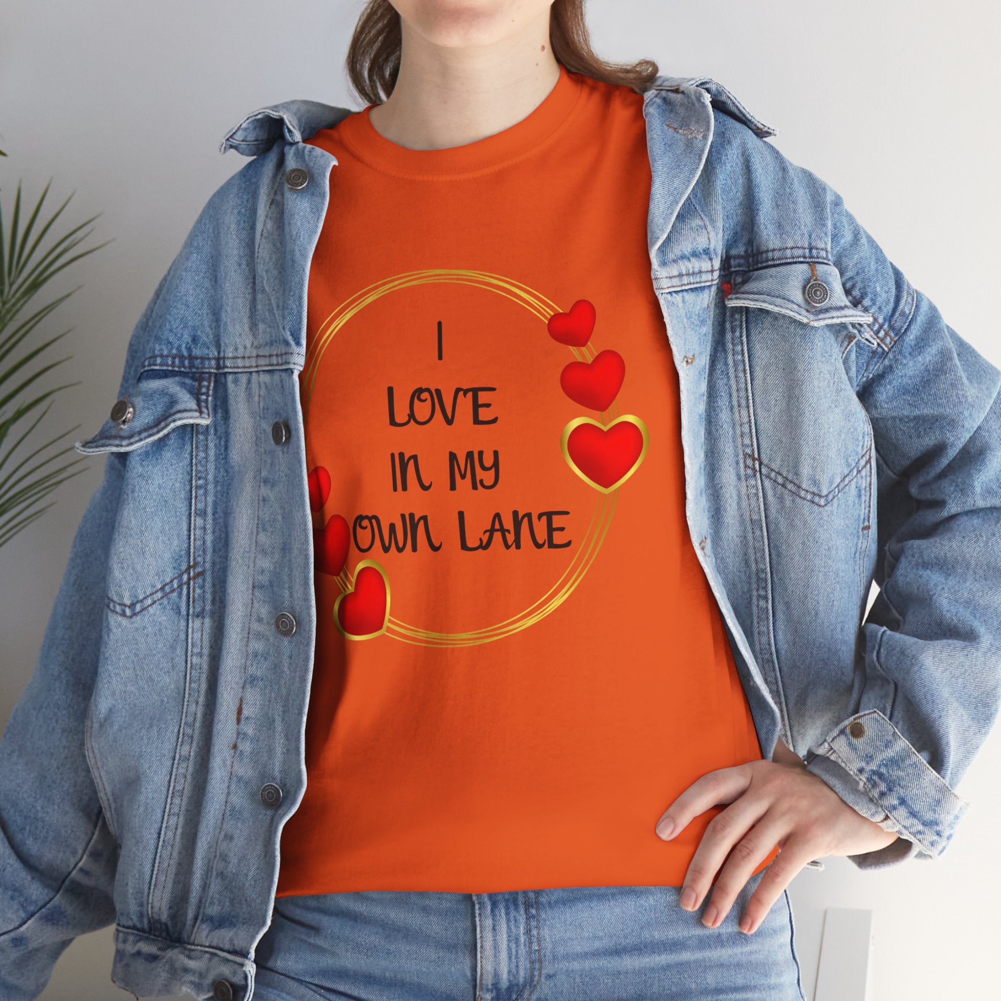 T-Shirt — "I Love In My Own Lane" Heart Graphic Self-Love Tee
