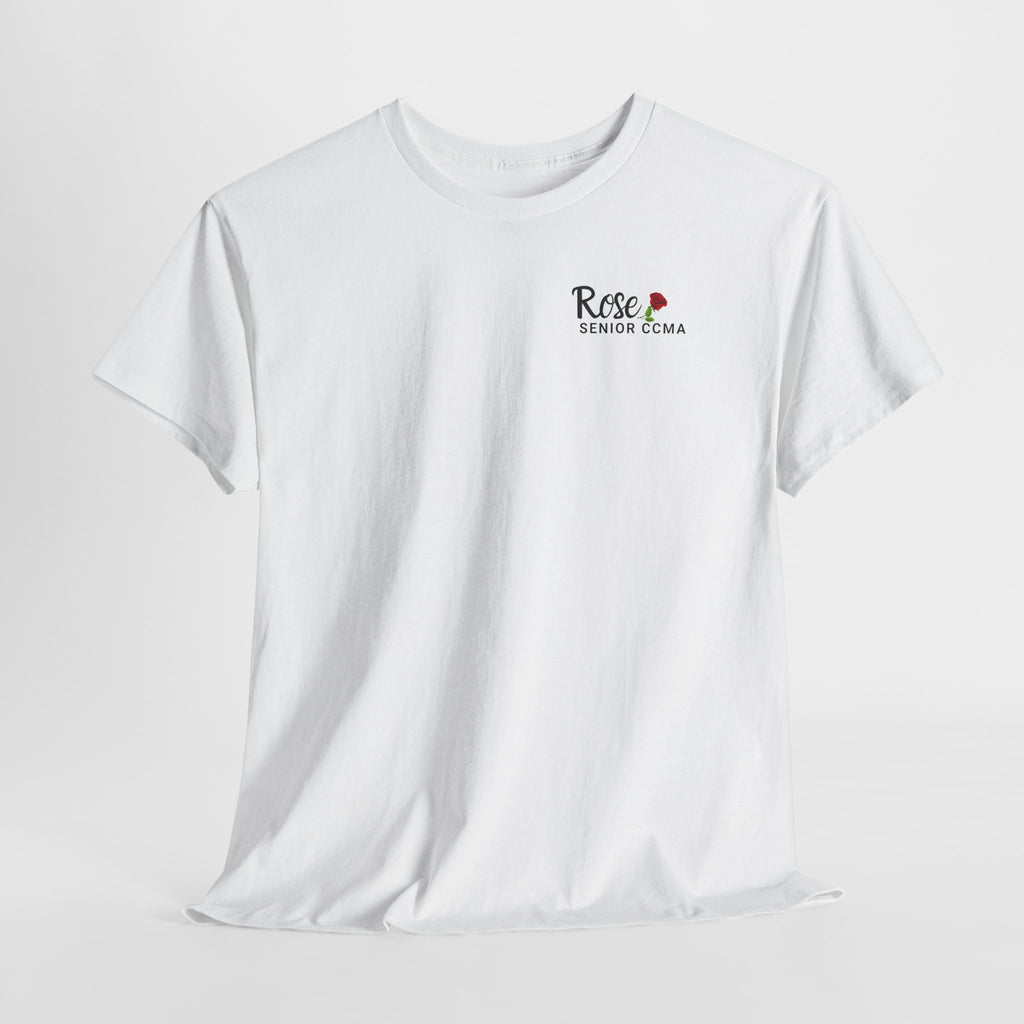 Rose Graphic Tee — "Rose" Script Chest Design