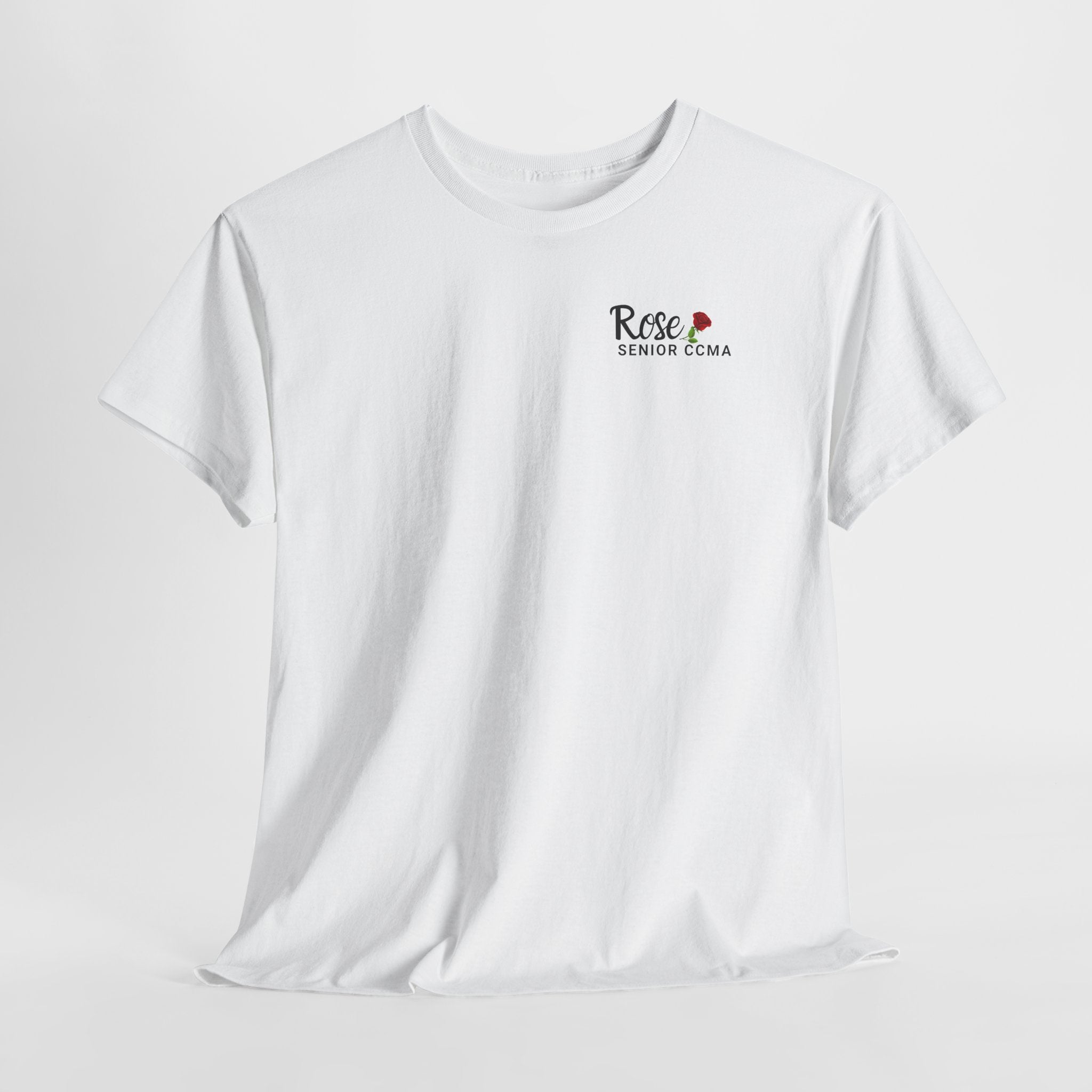 Rose Graphic Tee — "Rose" Script Chest Design