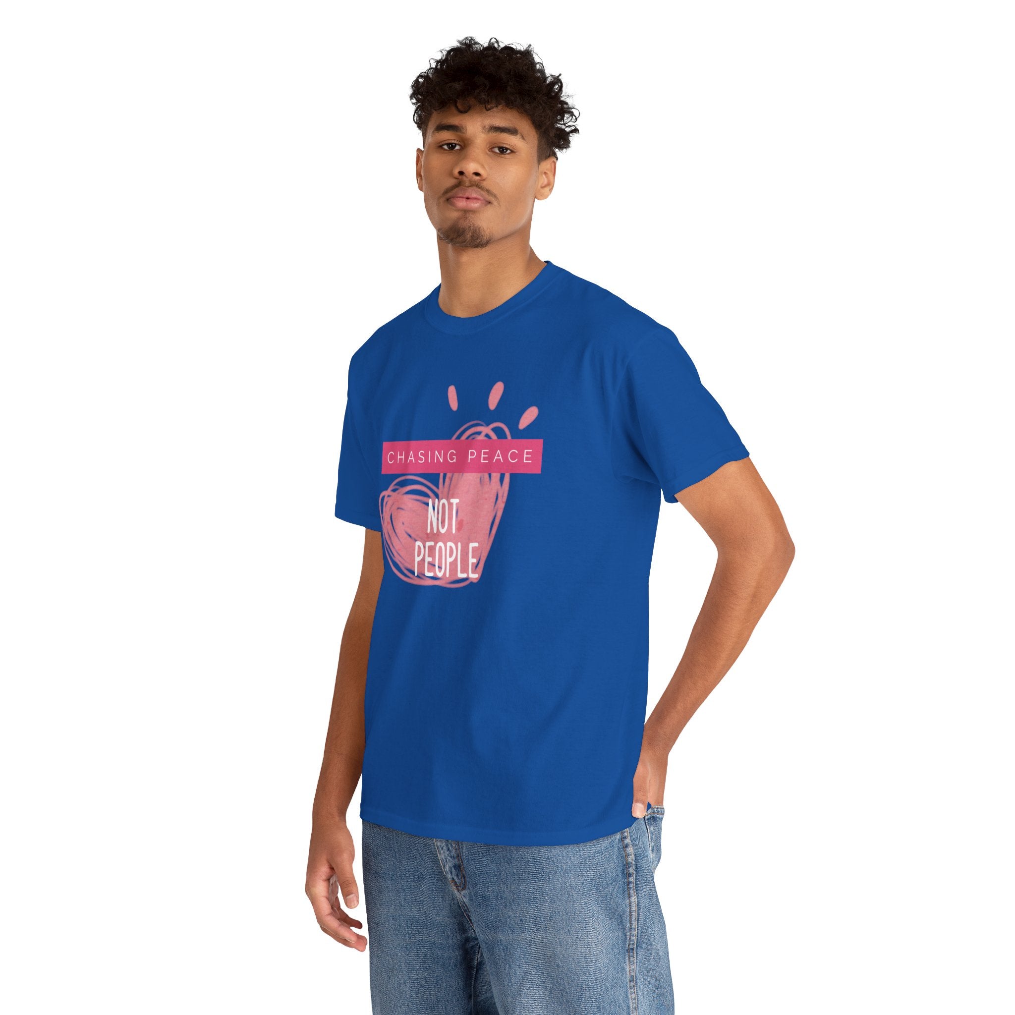 Chasing Peace Not People Tee — Pink Graphic Mental Health Awareness T‑Shirt