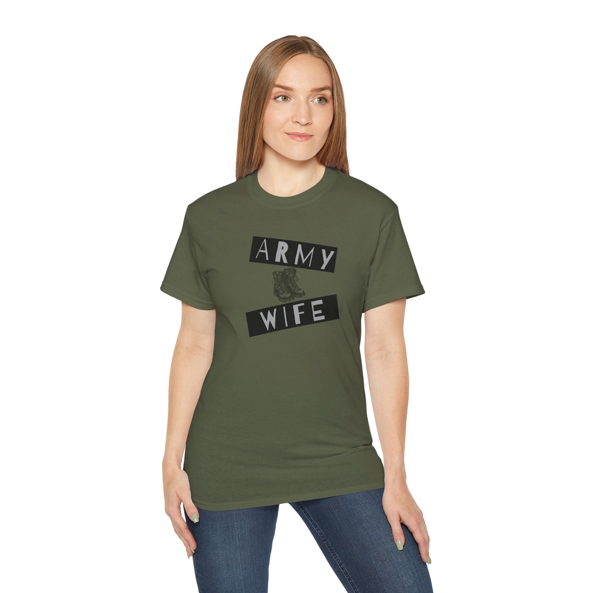 Army Wife T‑Shirt — Military Wife Tee with Combat Boot Graphic