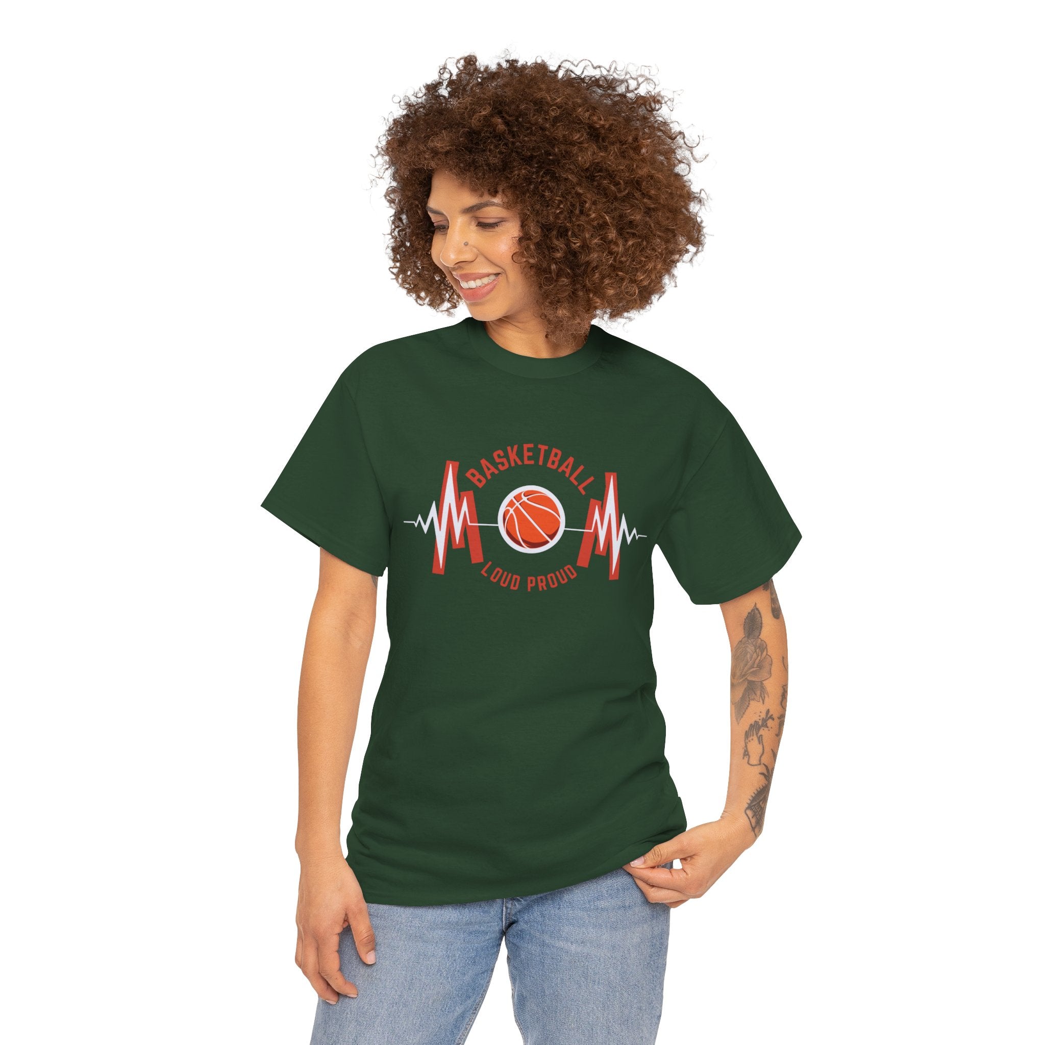 Basketball Mom Loud Proud Tee — Heartbeat Hoop Graphic T‑Shirt