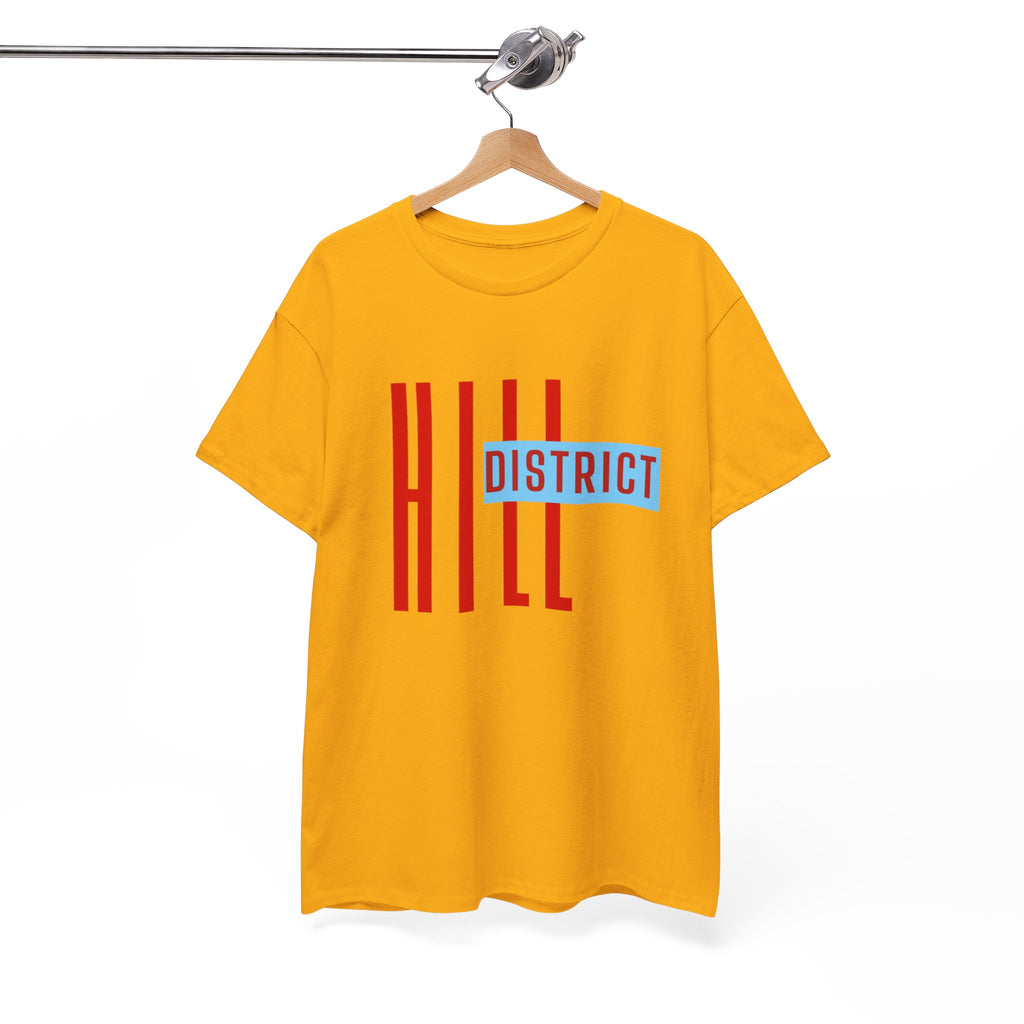 Hill District T-Shirt — Retro Red & Blue 'DISTRICT' Graphic Tee