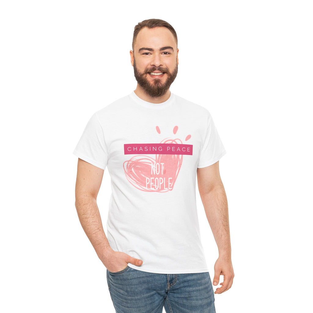 Chasing Peace Not People Tee — Pink Graphic Mental Health Awareness T‑Shirt