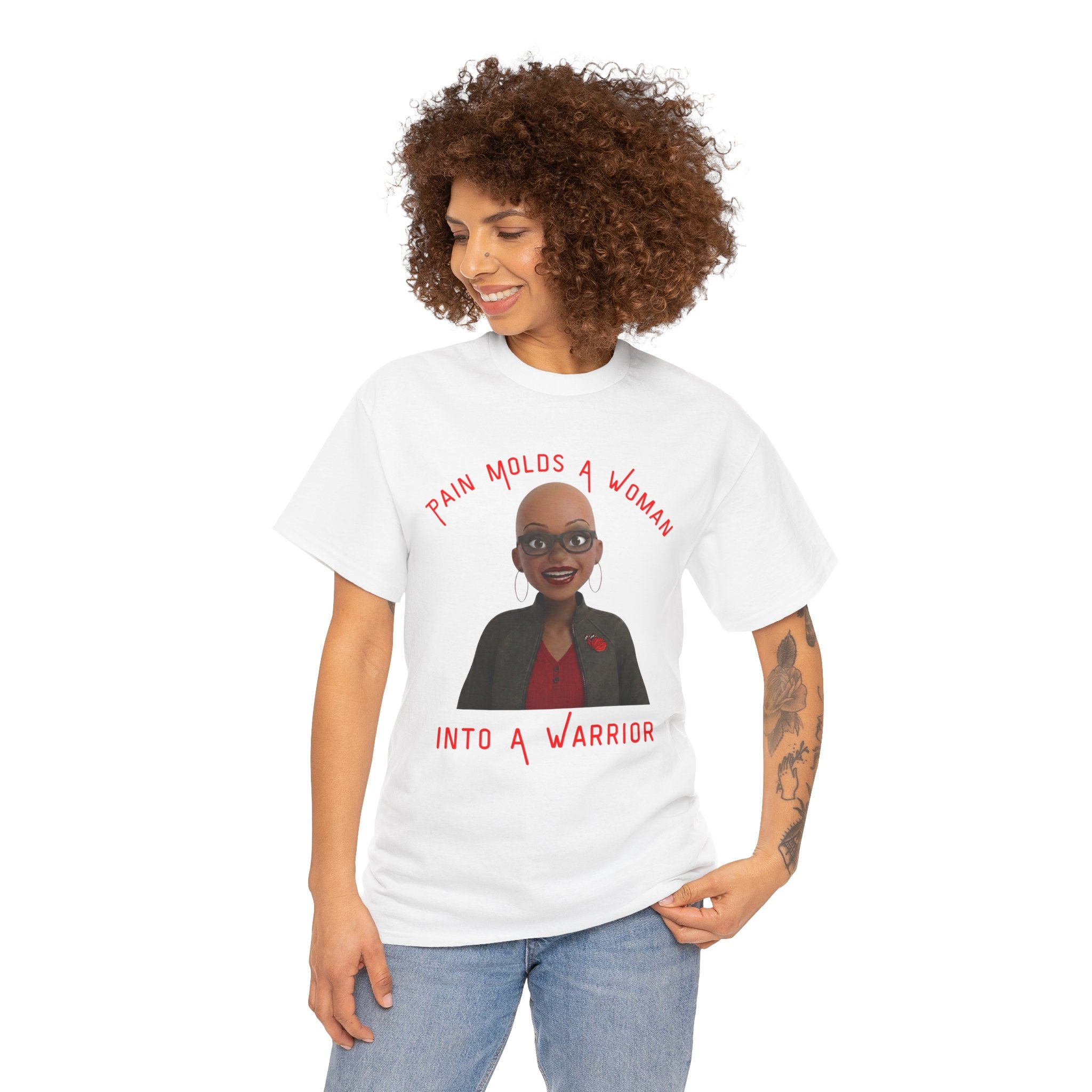 Women’s Inspirational Tee — “Pain Molds a Woman Into a Warrior” Graphic Shirt