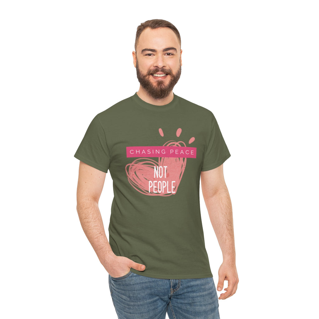 Chasing Peace Not People Tee — Pink Graphic Mental Health Awareness T‑Shirt