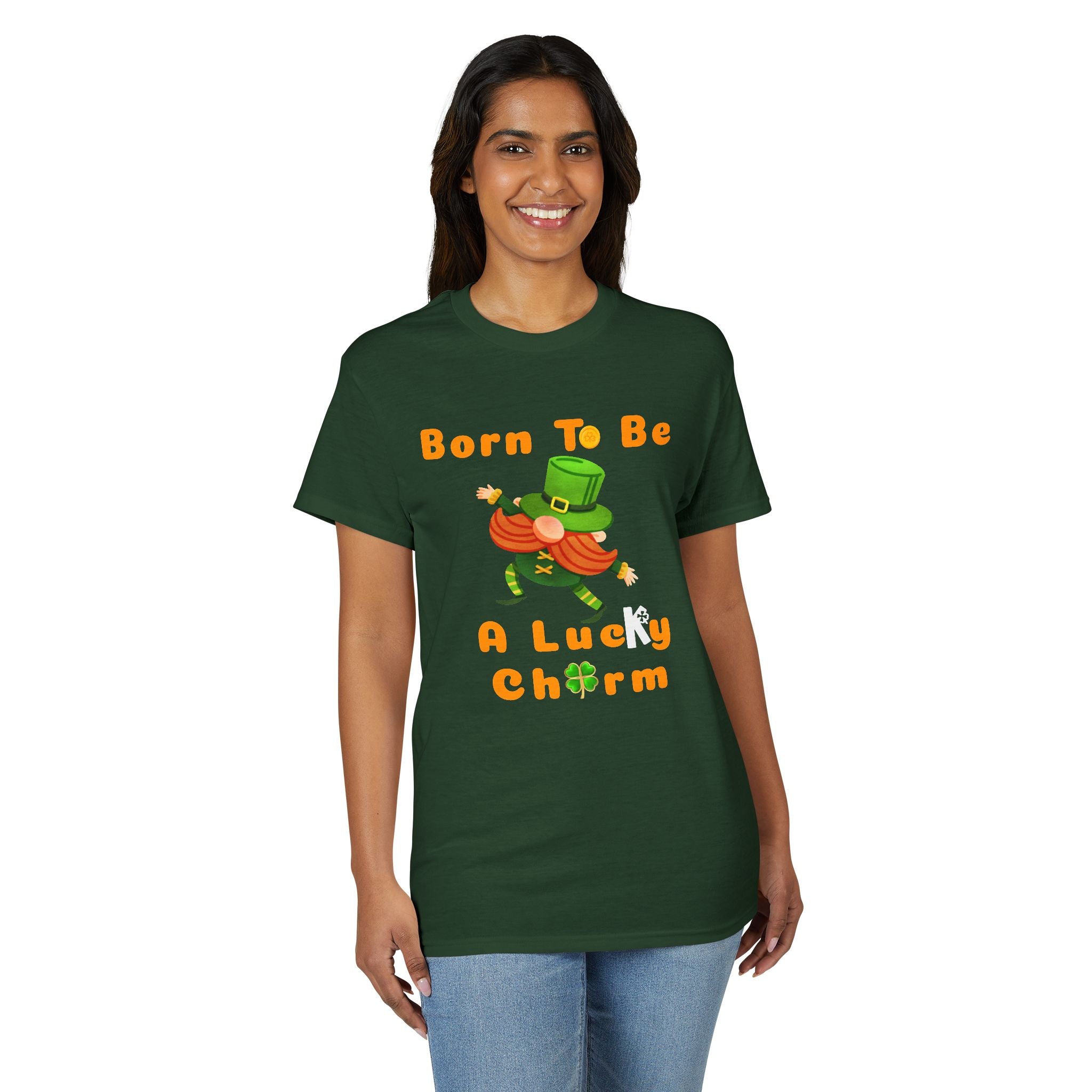St. Patrick’s Day T-Shirt – "Born To Be A Lucky Charm" Cute Leprechaun Graphic Tee