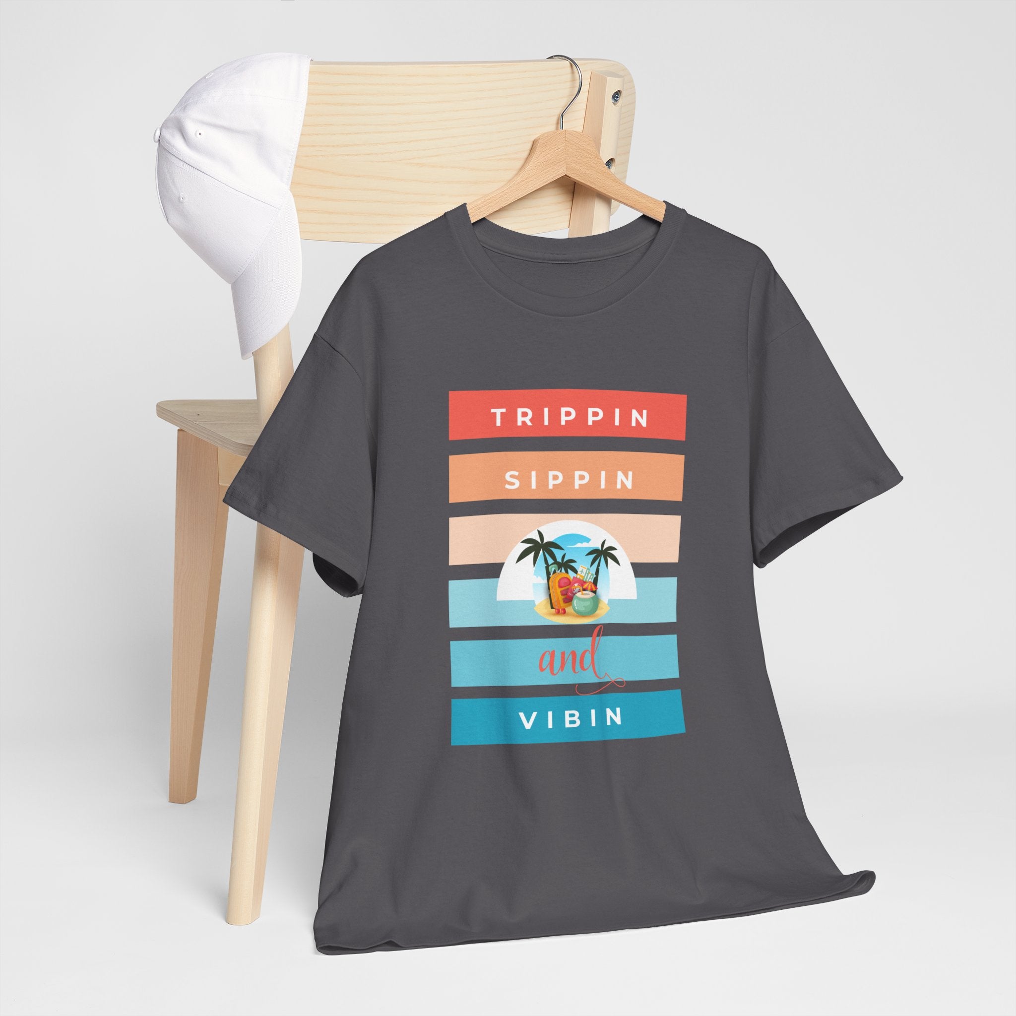 Trippin Sippin and Vibin Tropical Tee