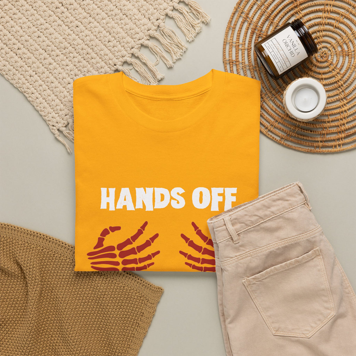 Hands Off My Boo-bies Halloween T-Shirt — Spooky Skeleton Hands Graphic Tee