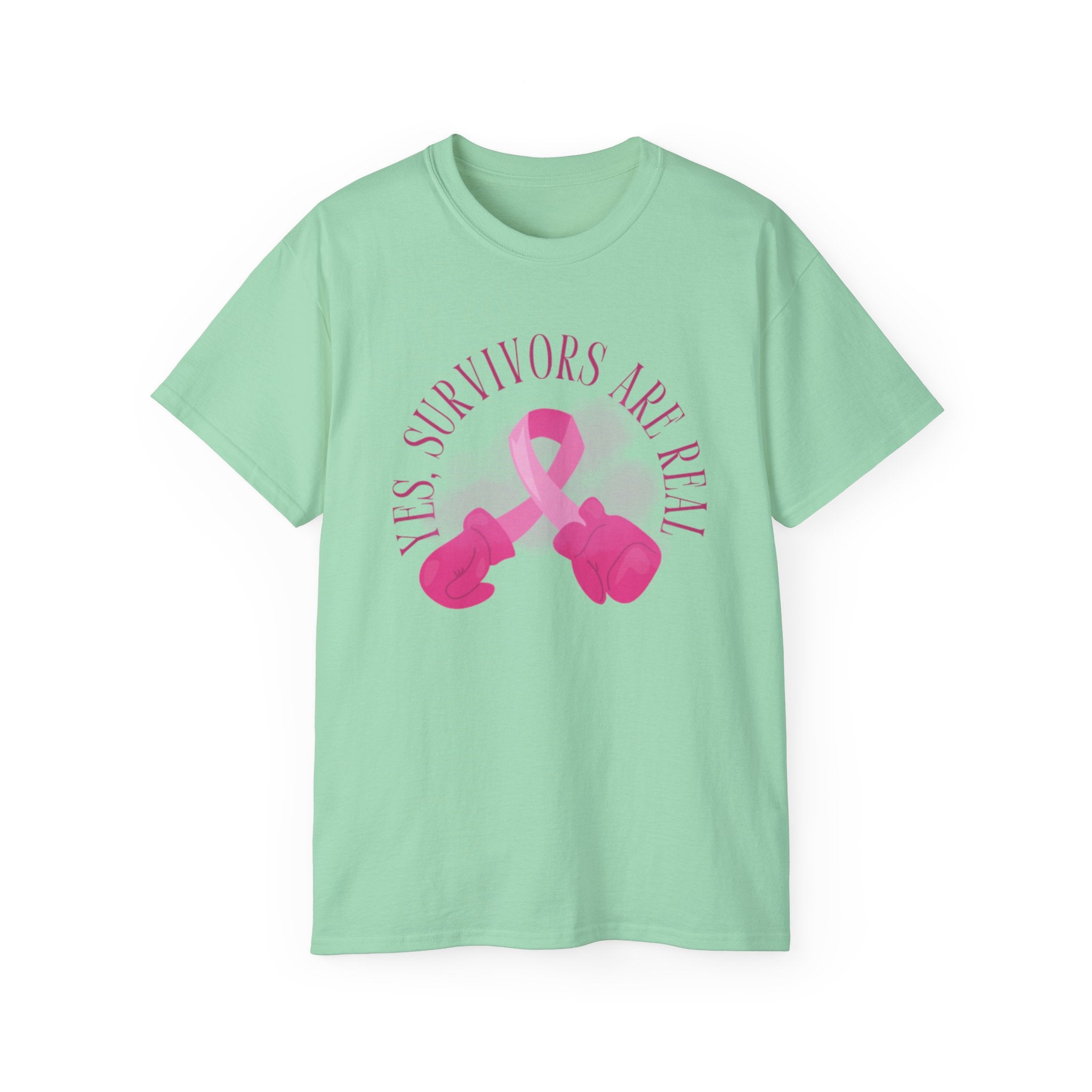Breast Cancer Survivors Are Real T-Shirt — Pink Ribbon Boxing Gloves Tee