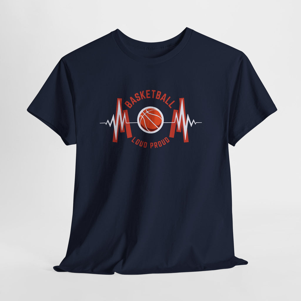 Basketball Mom Loud Proud Tee — Heartbeat Hoop Graphic T‑Shirt