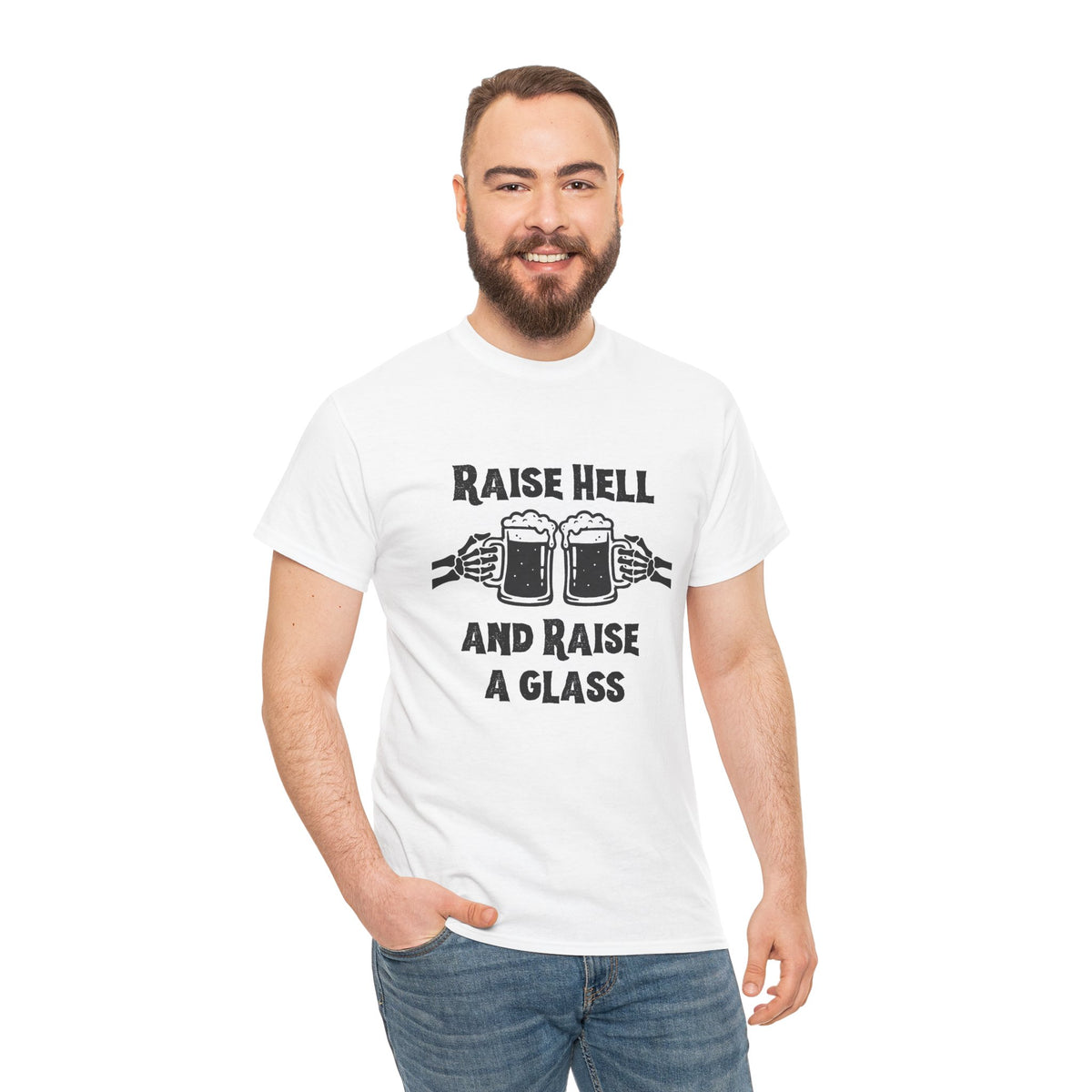 Raise Hell and Raise a Glass T-Shirt — Cheers Beer Drinking Tee