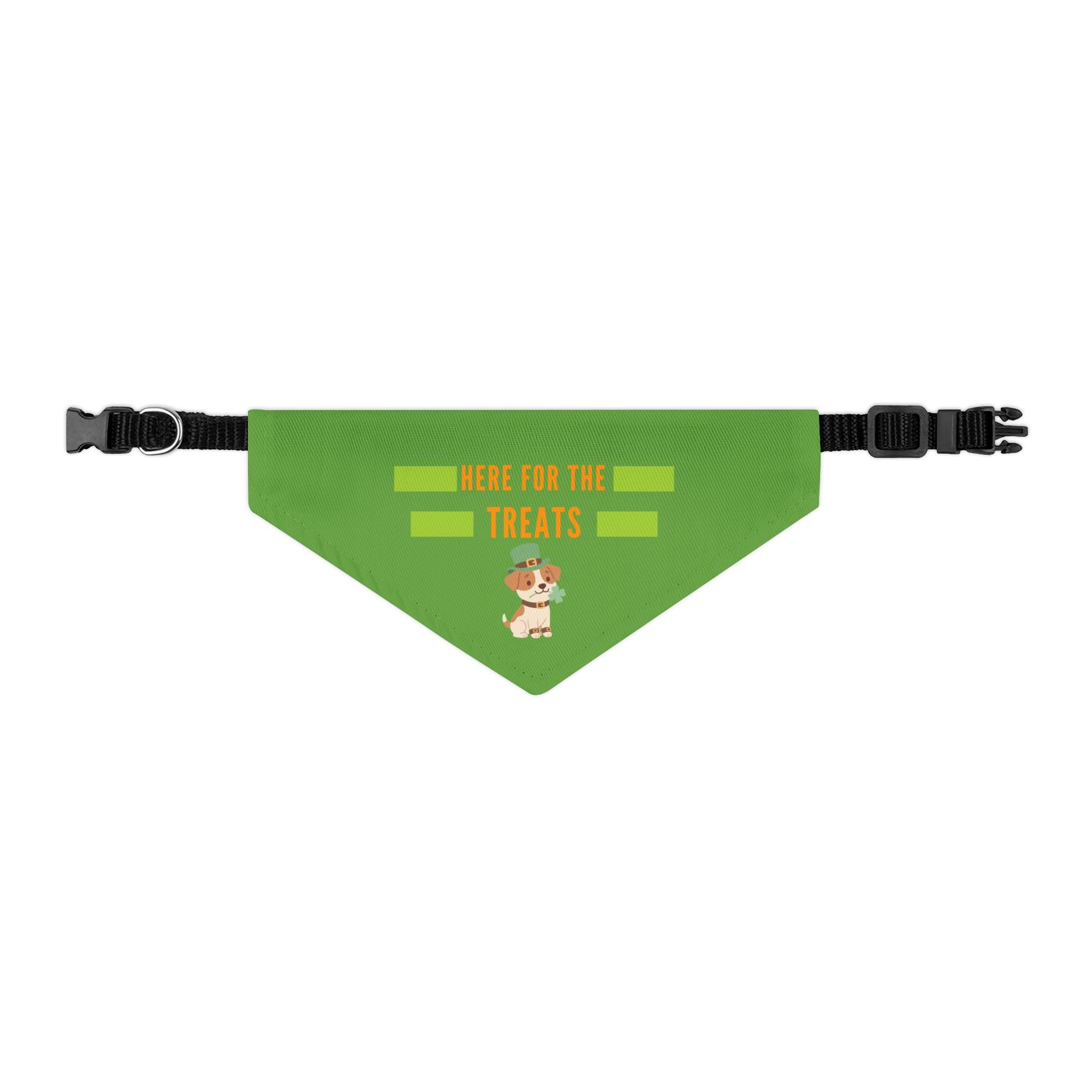 Pet Bandana — "Here for the Treats" Green Dog Collar Accessory