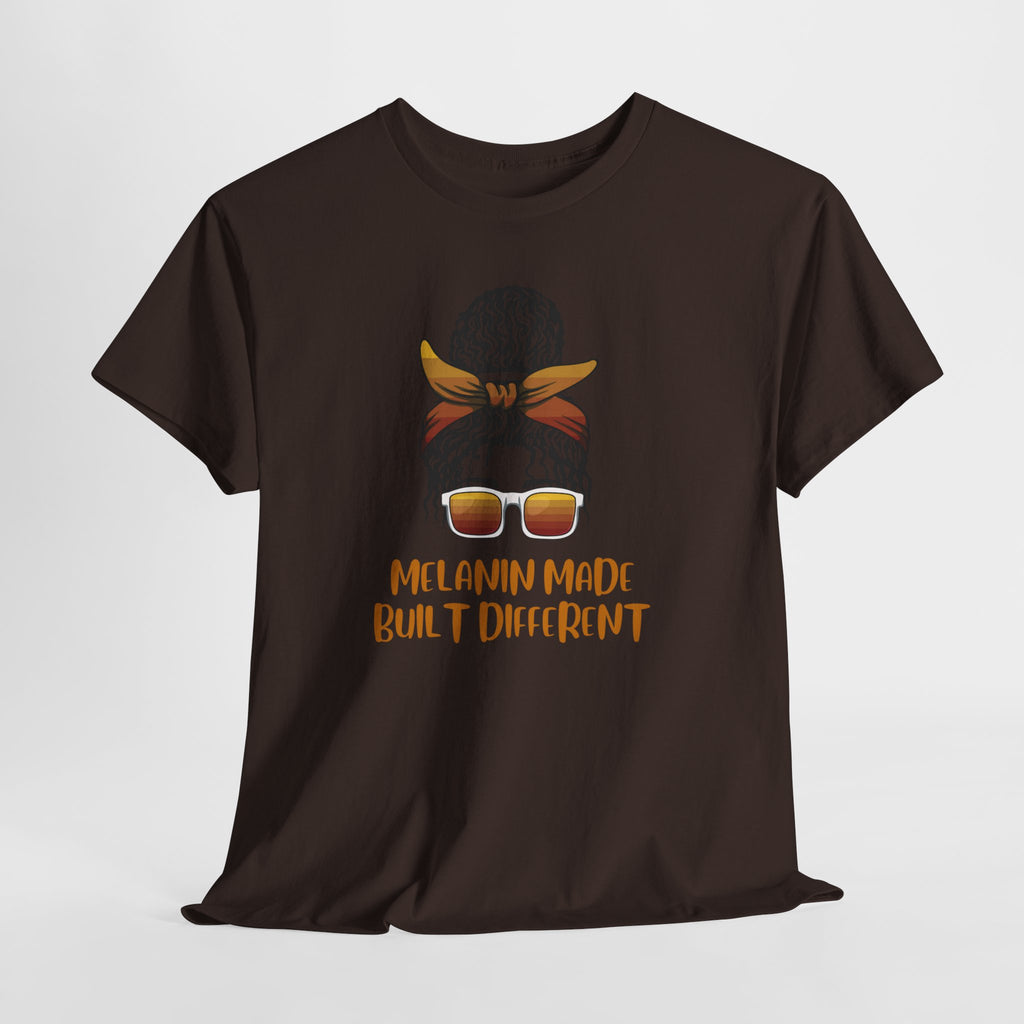 T-Shirt — "Melanin Made, Built Different" Graphic Tee