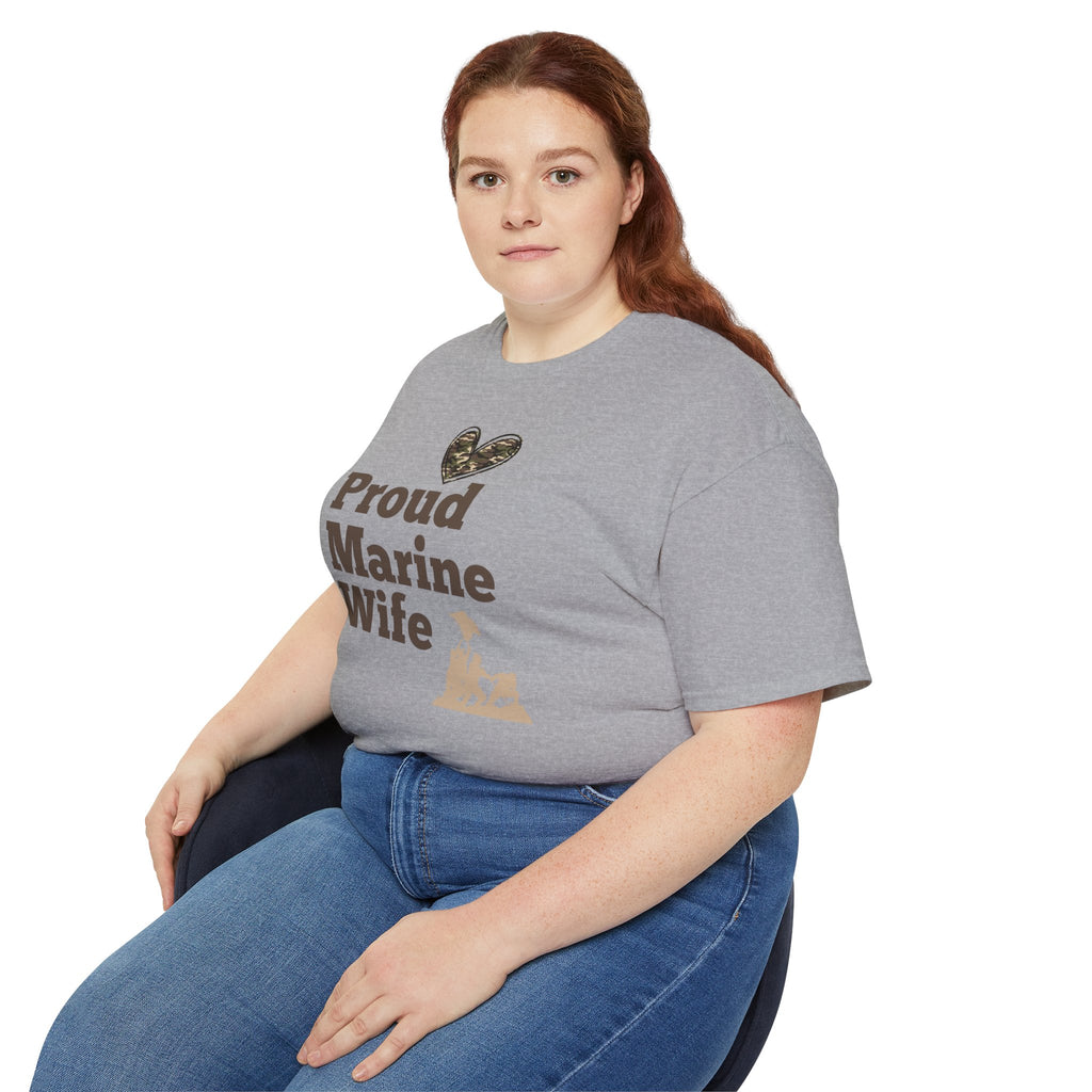 Proud Marine Wife T-Shirt — Camouflage Heart & Marine Family Tee