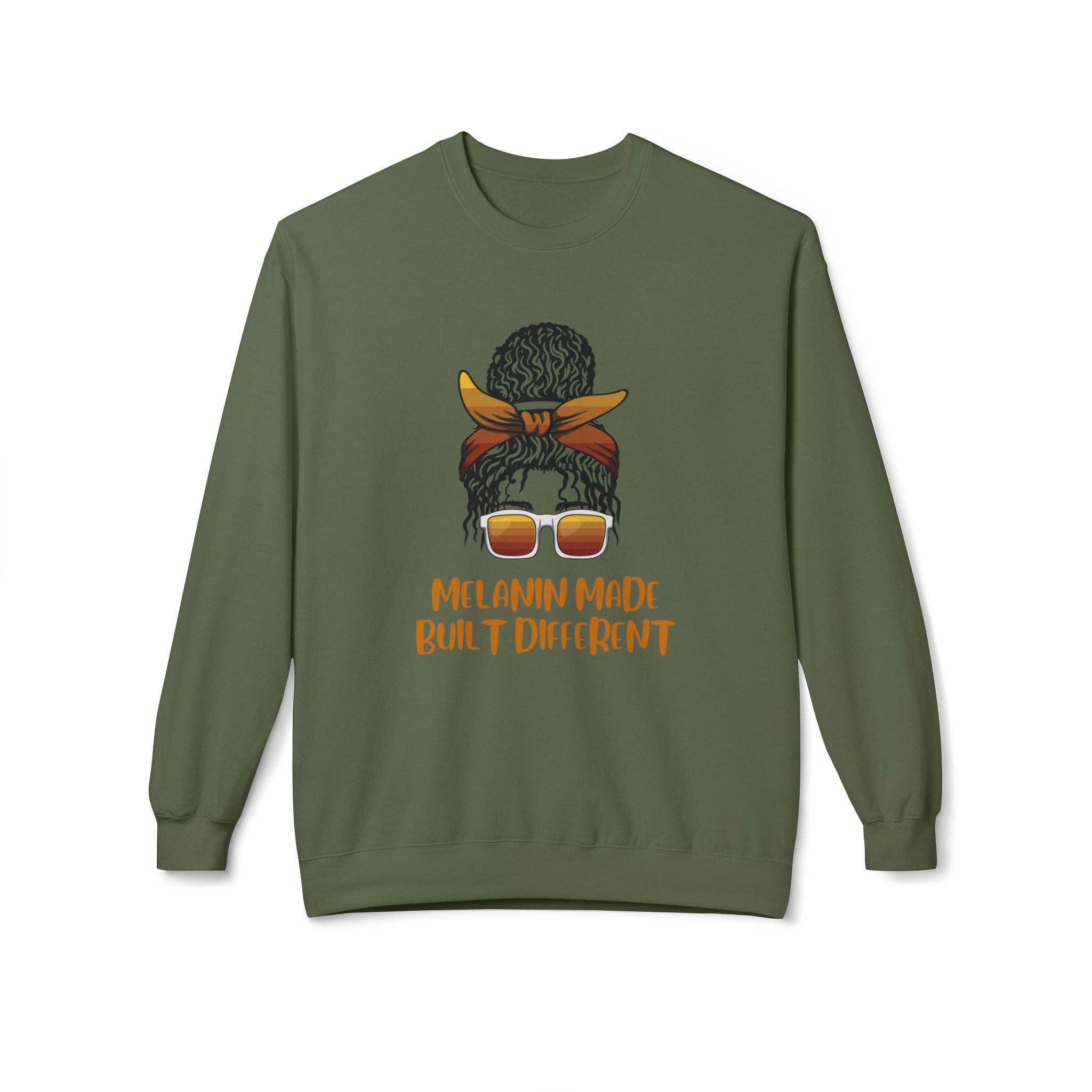 Melanin Made Built Different Sweatshirt — Afro Puff Bandana Crewneck