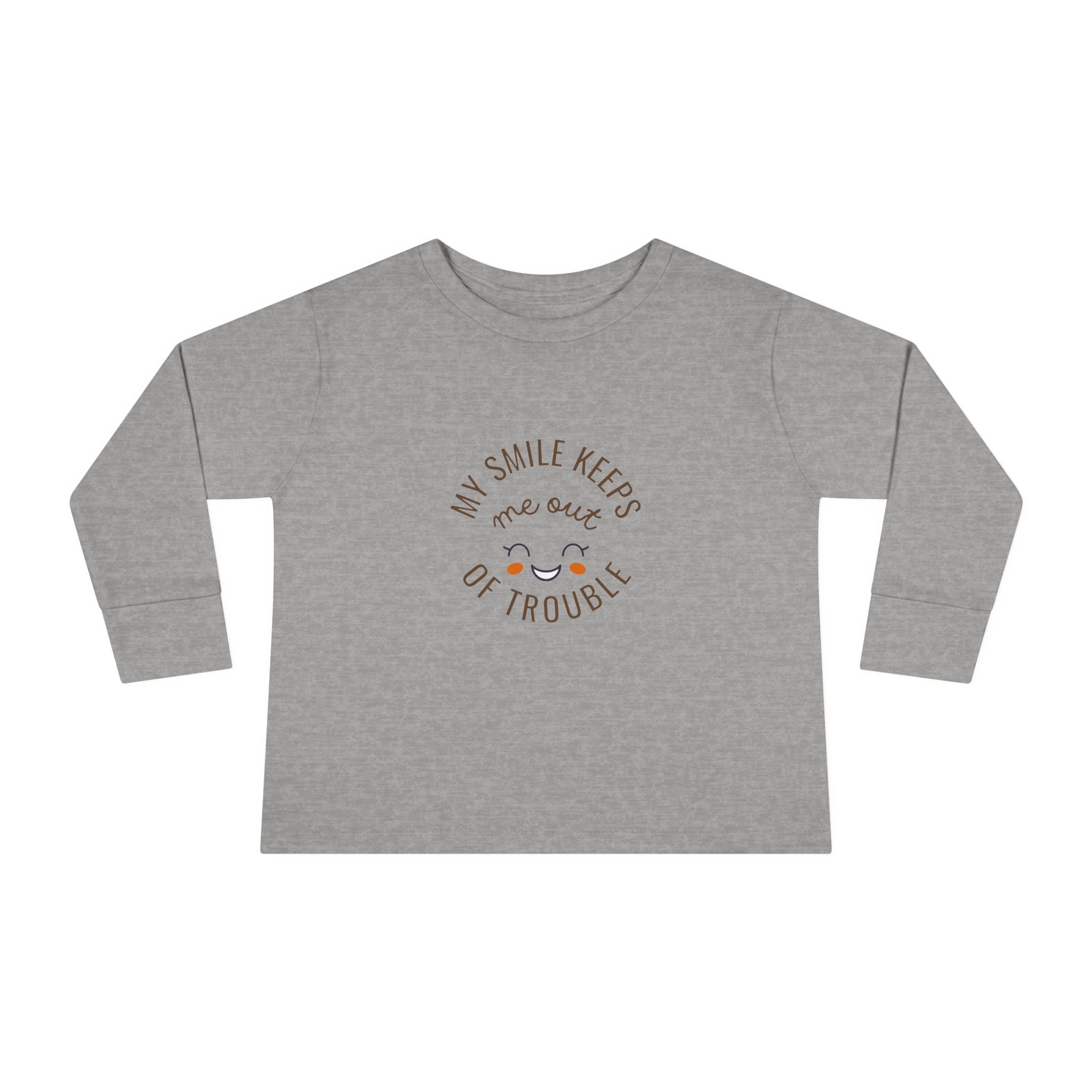 My smile keeps me out of trouble Toddler Long Sleeve Tee
