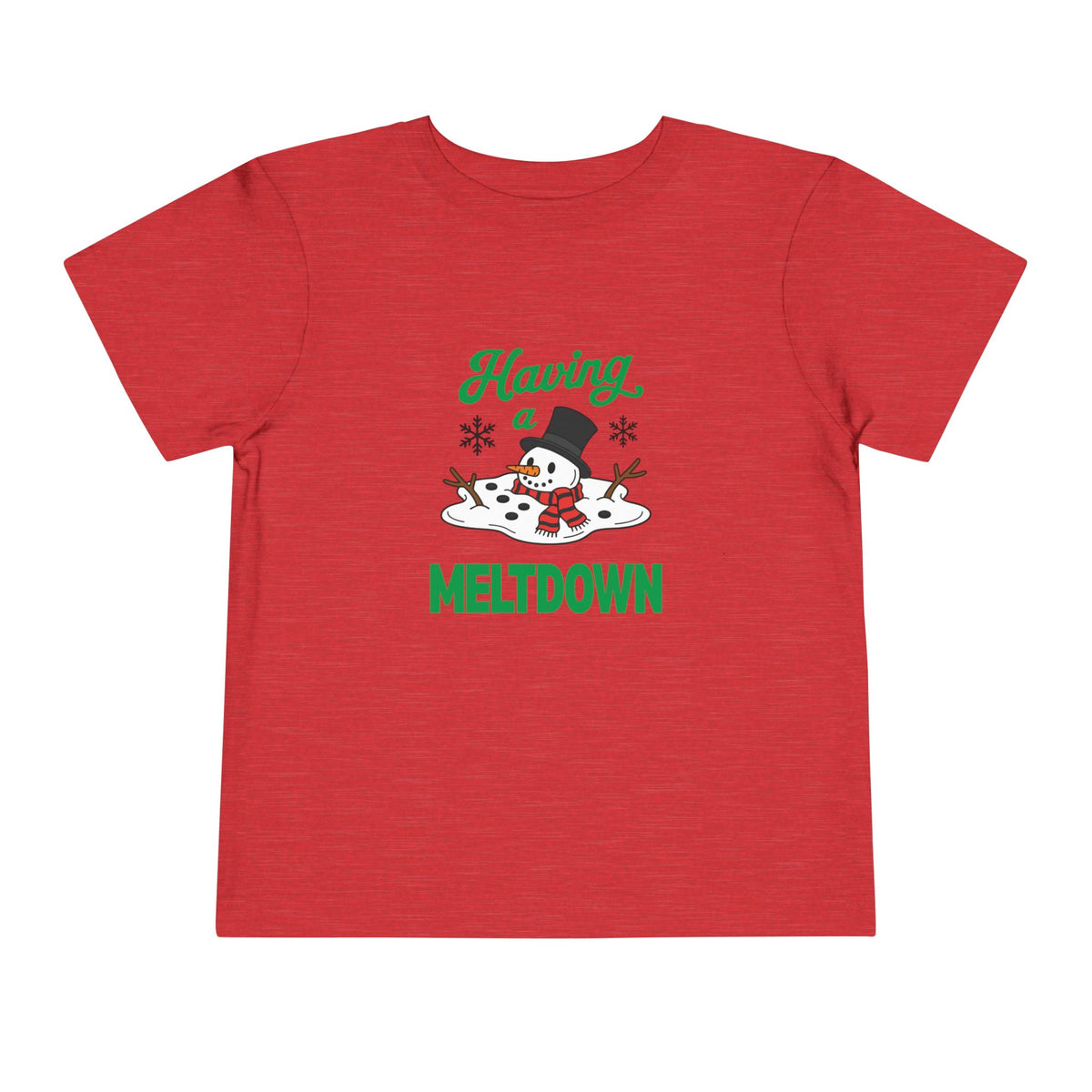 Having a Meltdown Snowman Christmas Toddler Short Sleeve Tee