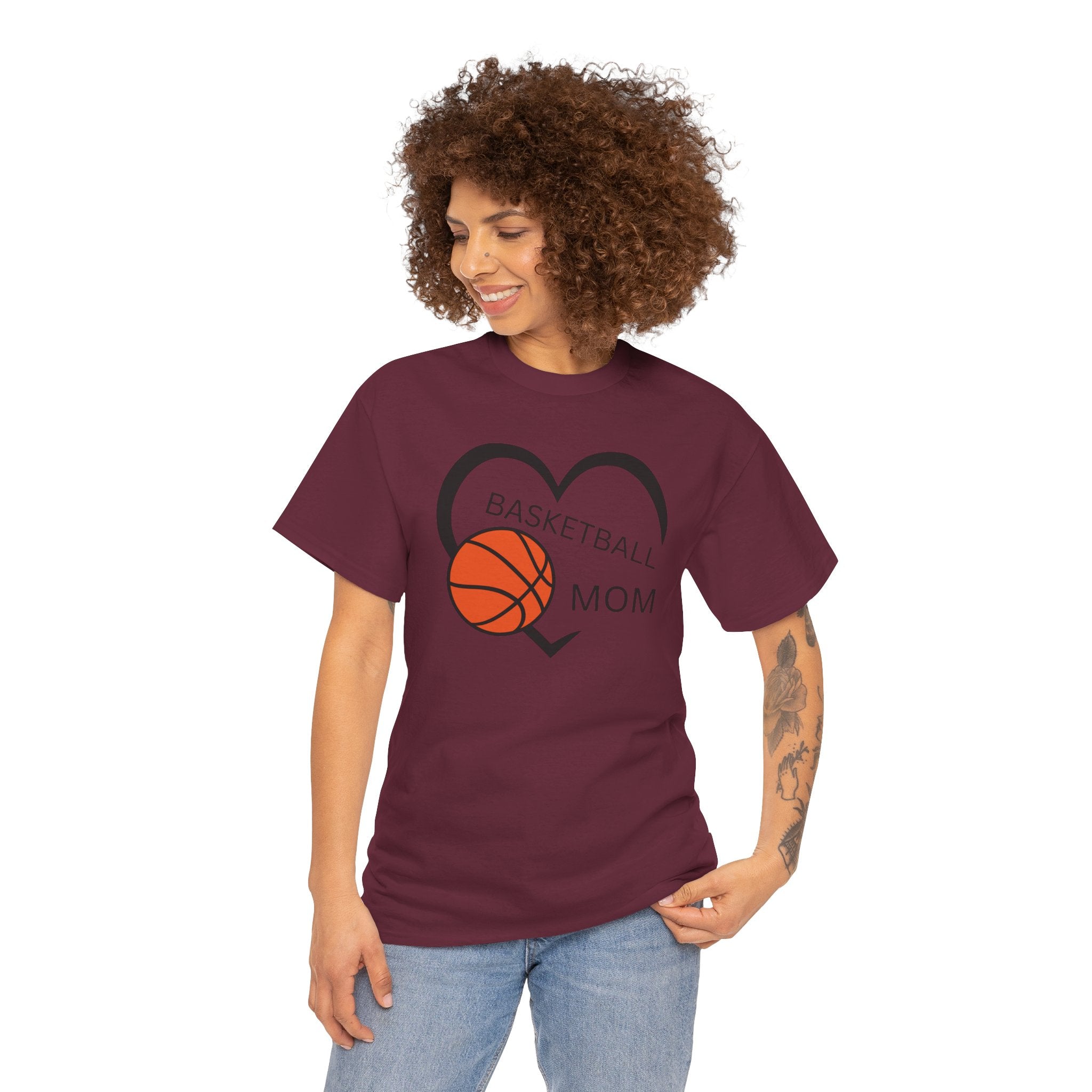 Basketball Mom T-Shirt – Heart & Basketball Design