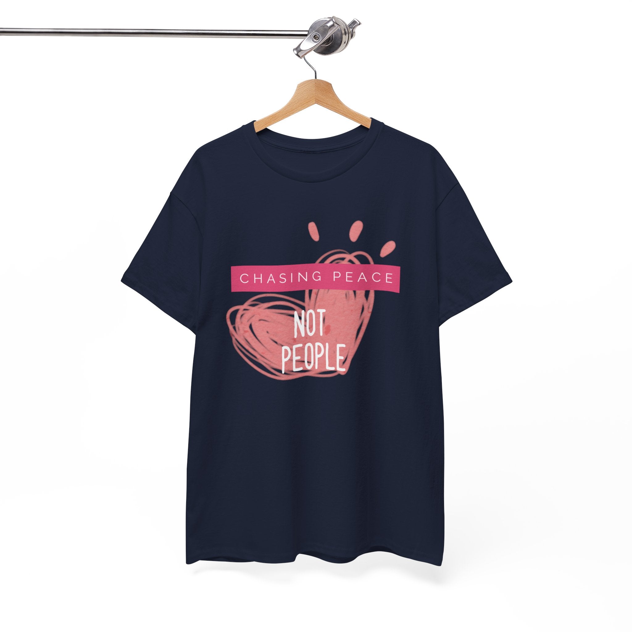 Chasing Peace Not People Tee — Pink Graphic Mental Health Awareness T‑Shirt