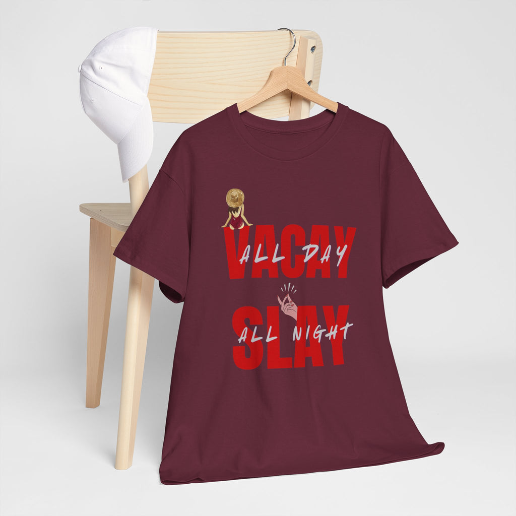 Slay All Night Graphic Tee — "Slay All Night" Red Text Party Shirt