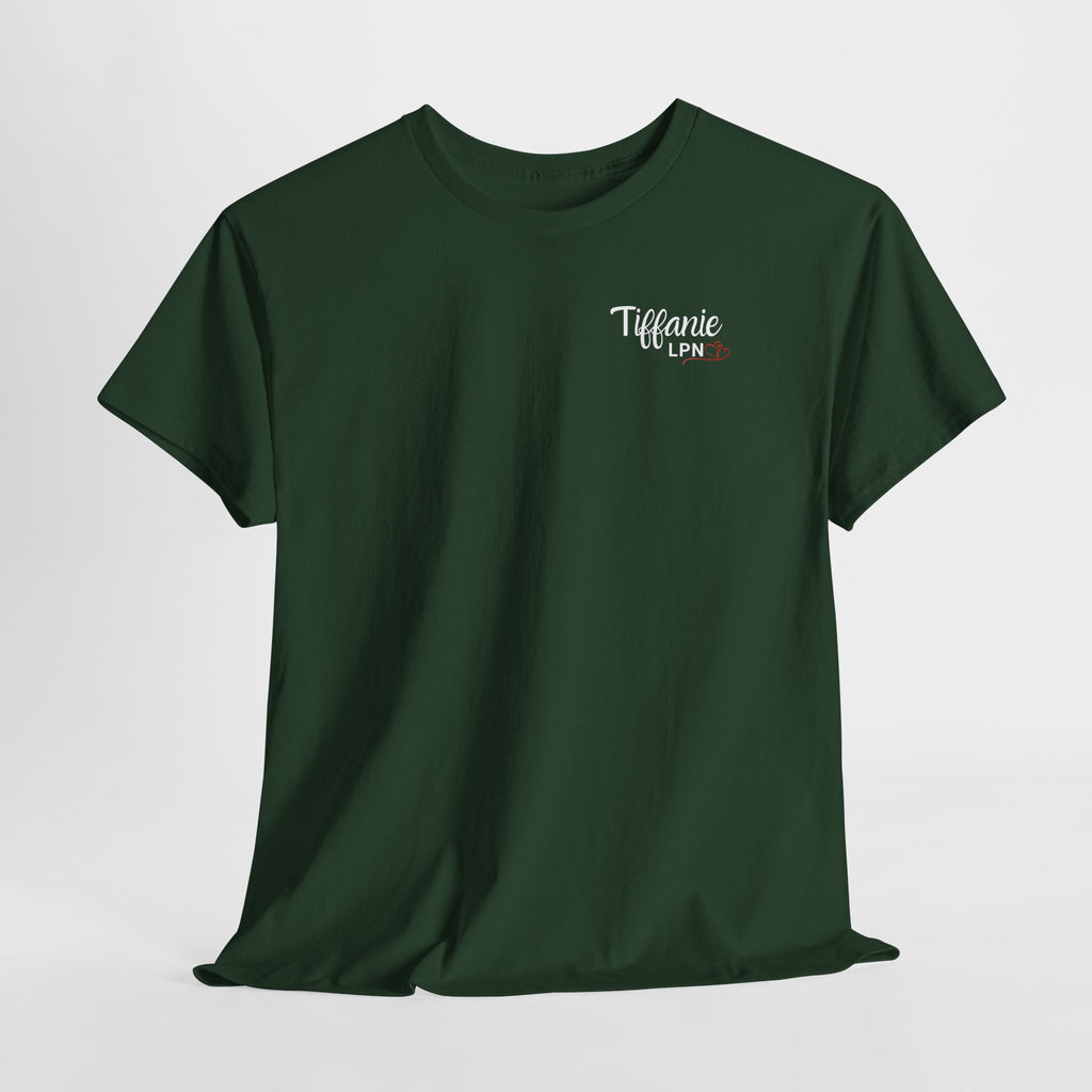 T-shirt — "Tiffany LPN" Script Logo Chest Tee