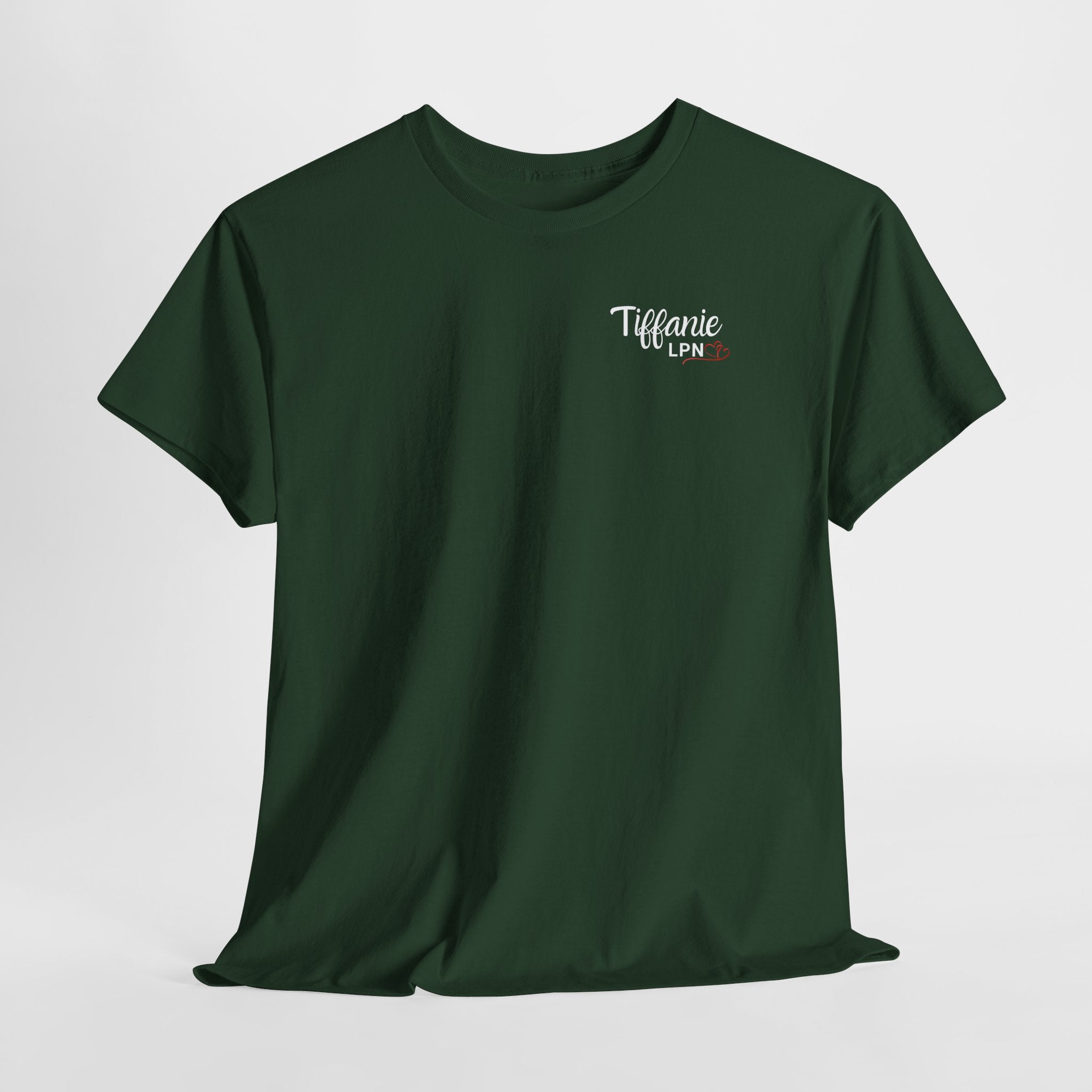 T-shirt — "Tiffany LPN" Script Logo Chest Tee