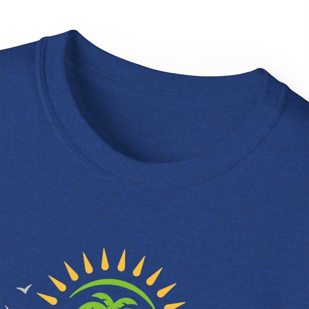 Waves and Matching Shades Tee — Retro Palm Beach Graphic T-Shirt