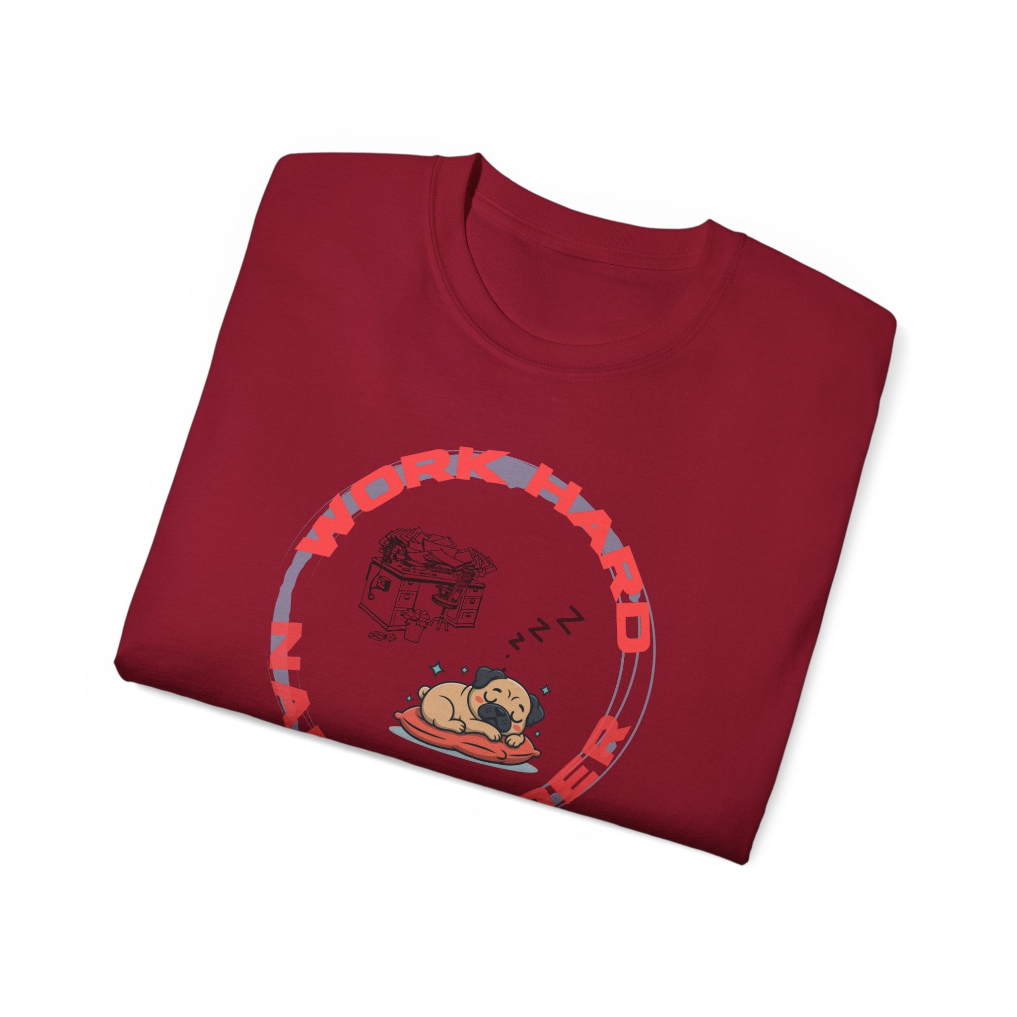 Work Hard Nap Harder T‑Shirt — Funny Sleep Lover Graphic Tee