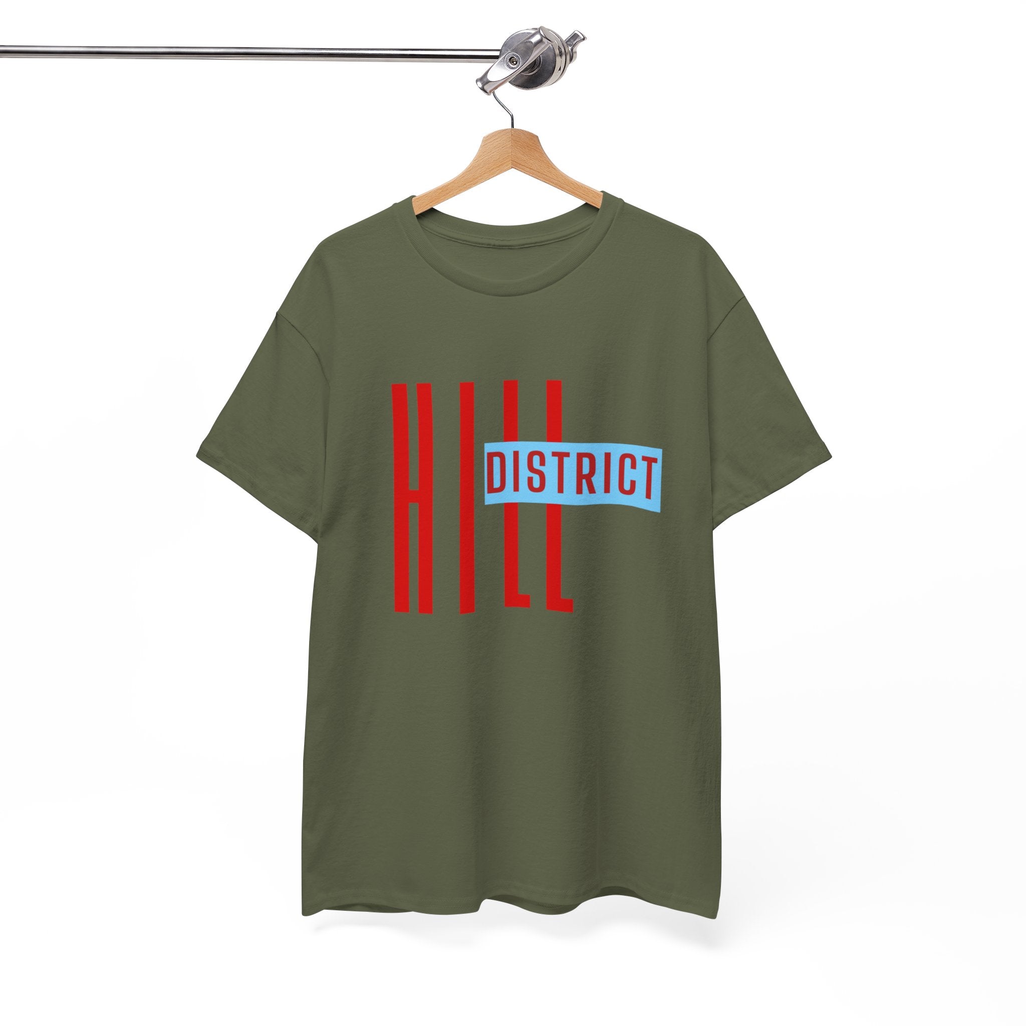 Hill District T-Shirt — Retro Red & Blue 'DISTRICT' Graphic Tee