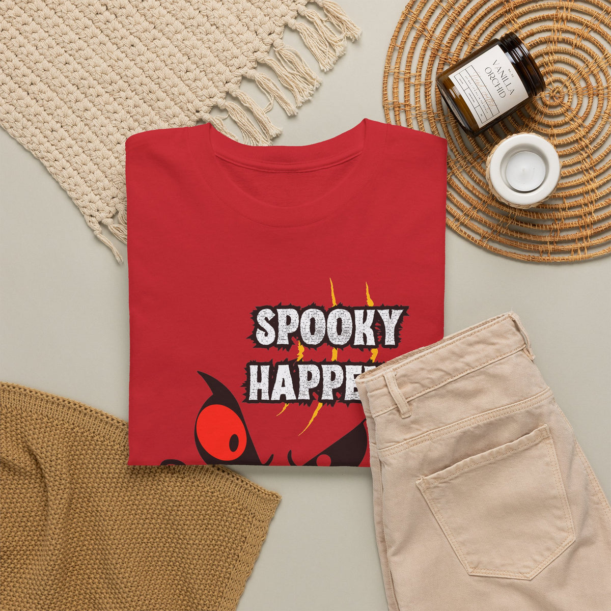 Spooky Happens Halloween T-Shirt — Creepy Jack-O'-Lantern Face Tee