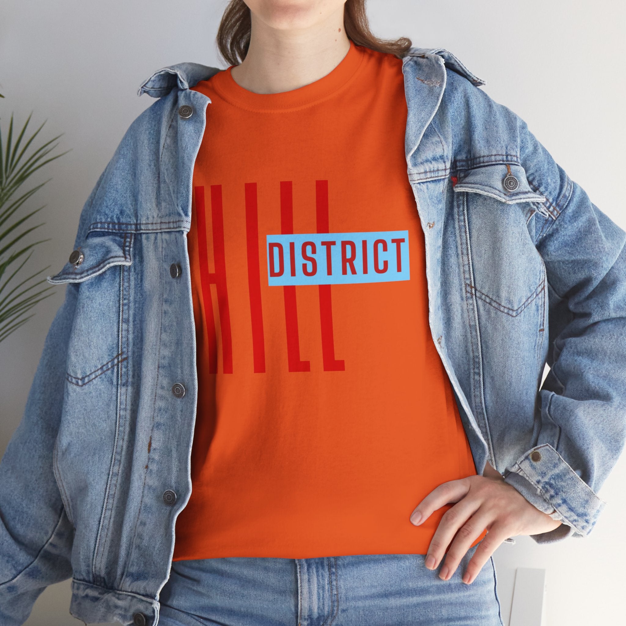 Hill District T-Shirt — Retro Red & Blue 'DISTRICT' Graphic Tee